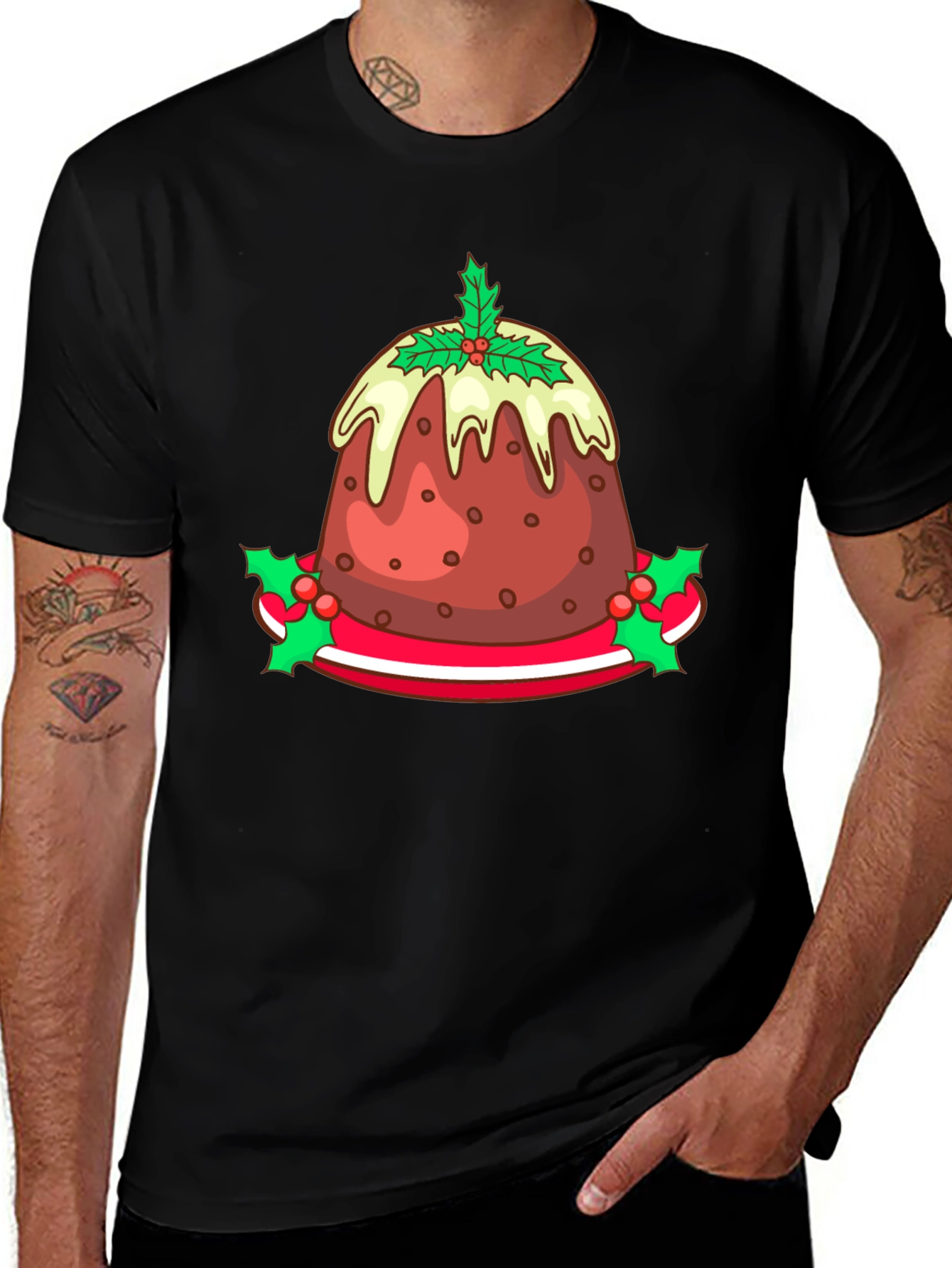 Variant 4 of Festive Christmas Pudding Graphic Tee - Holiday Apparel