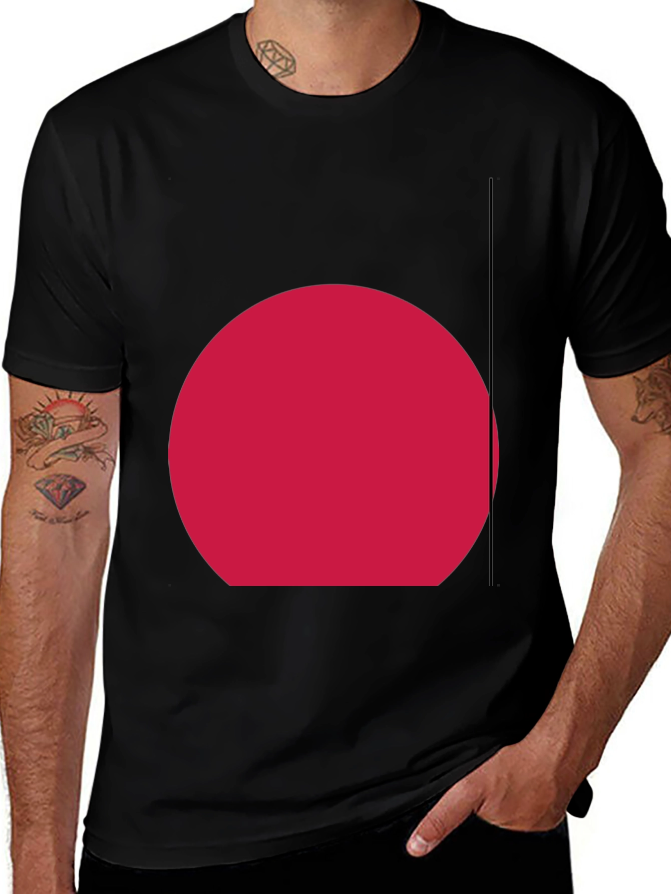 Variant 22 of Men's Black T-Shirt with Red Circle Graphic
