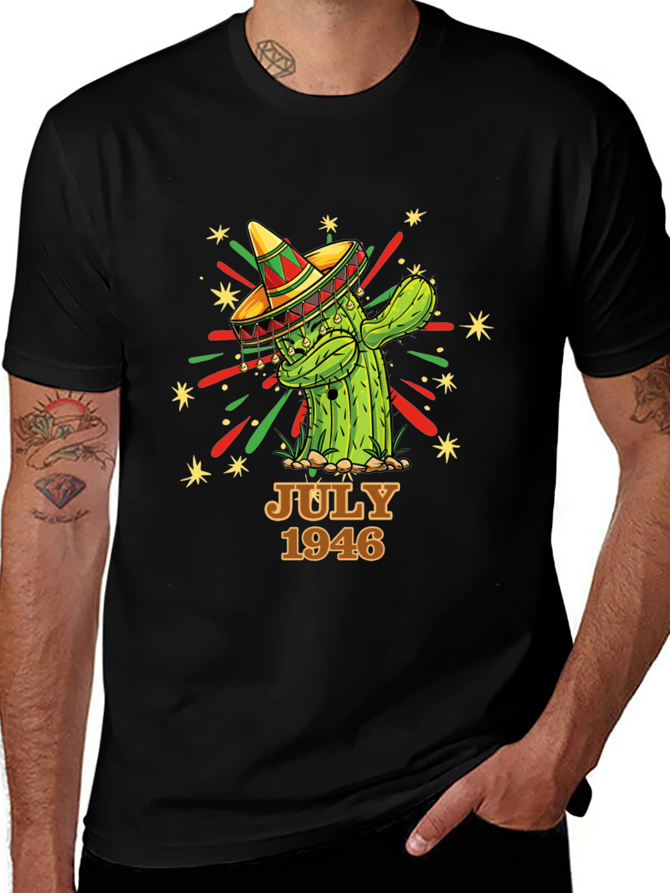 Variant 20 of July 1946 Cactus Cinco De Mayo Black T-Shirt