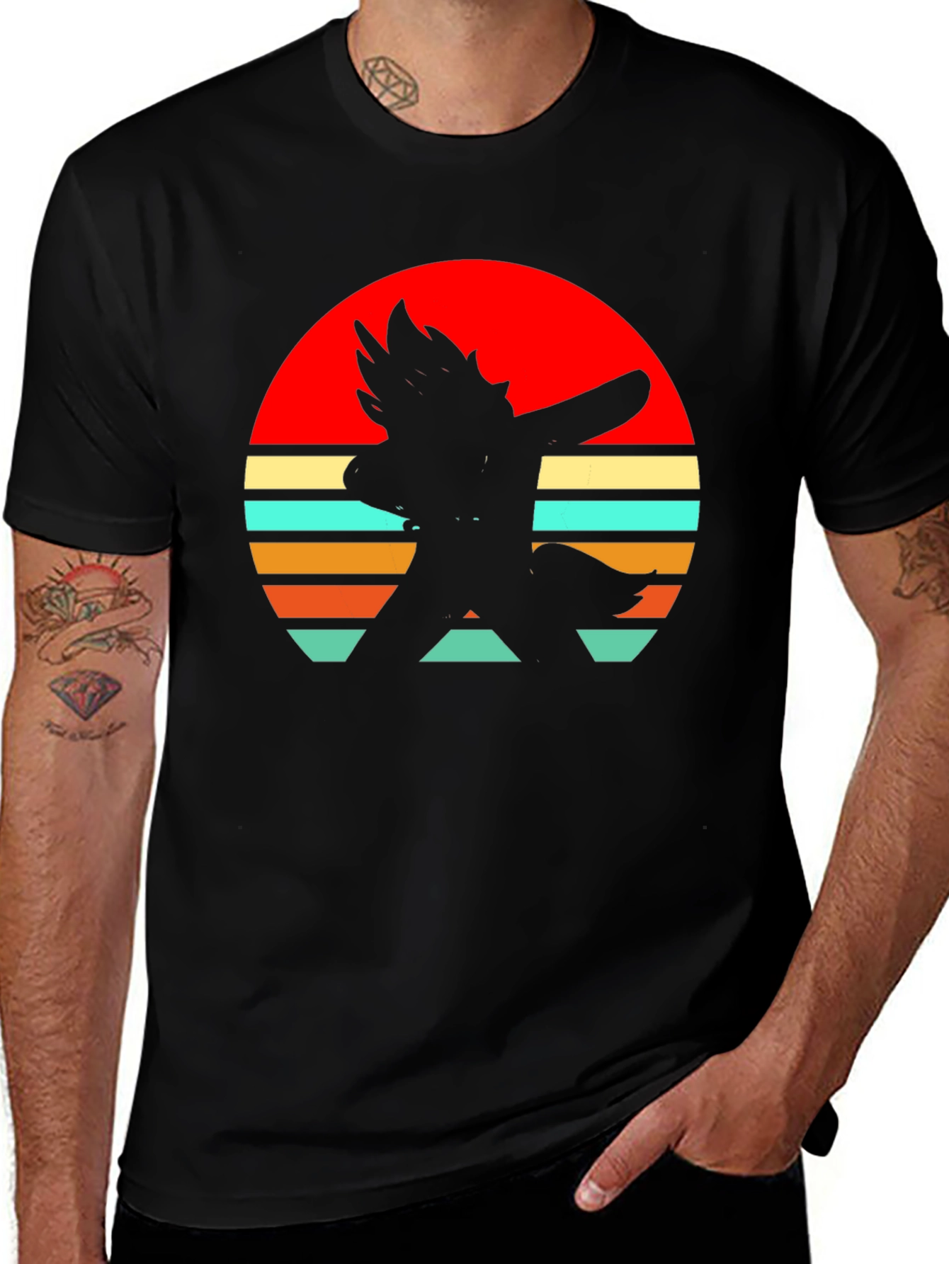 Variant 2 of Retro Sunset Silhouette Tee - Stylish Graphic T-Shirt