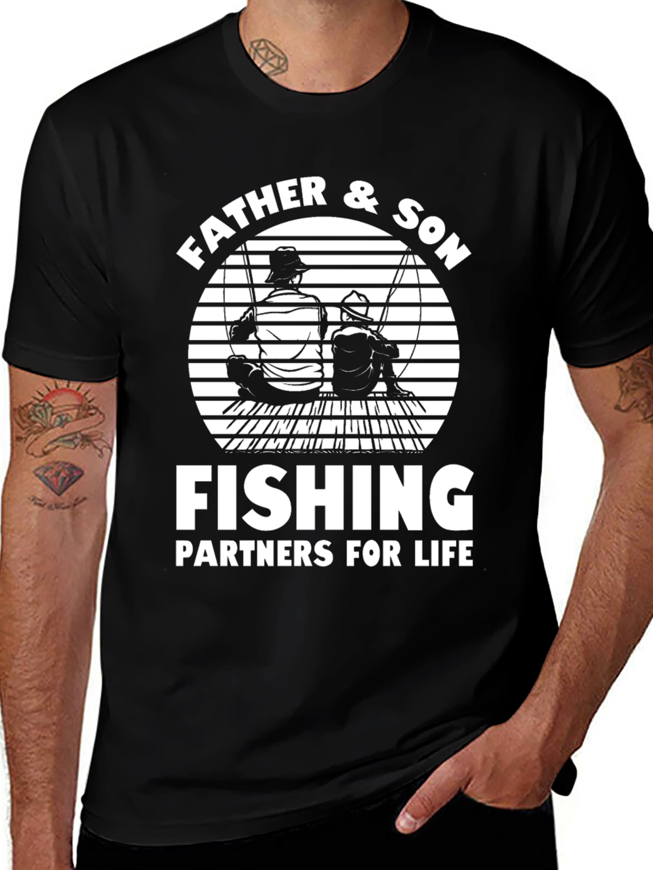 Variant 9 of Father & Son Fishing Partners Black T-Shirt