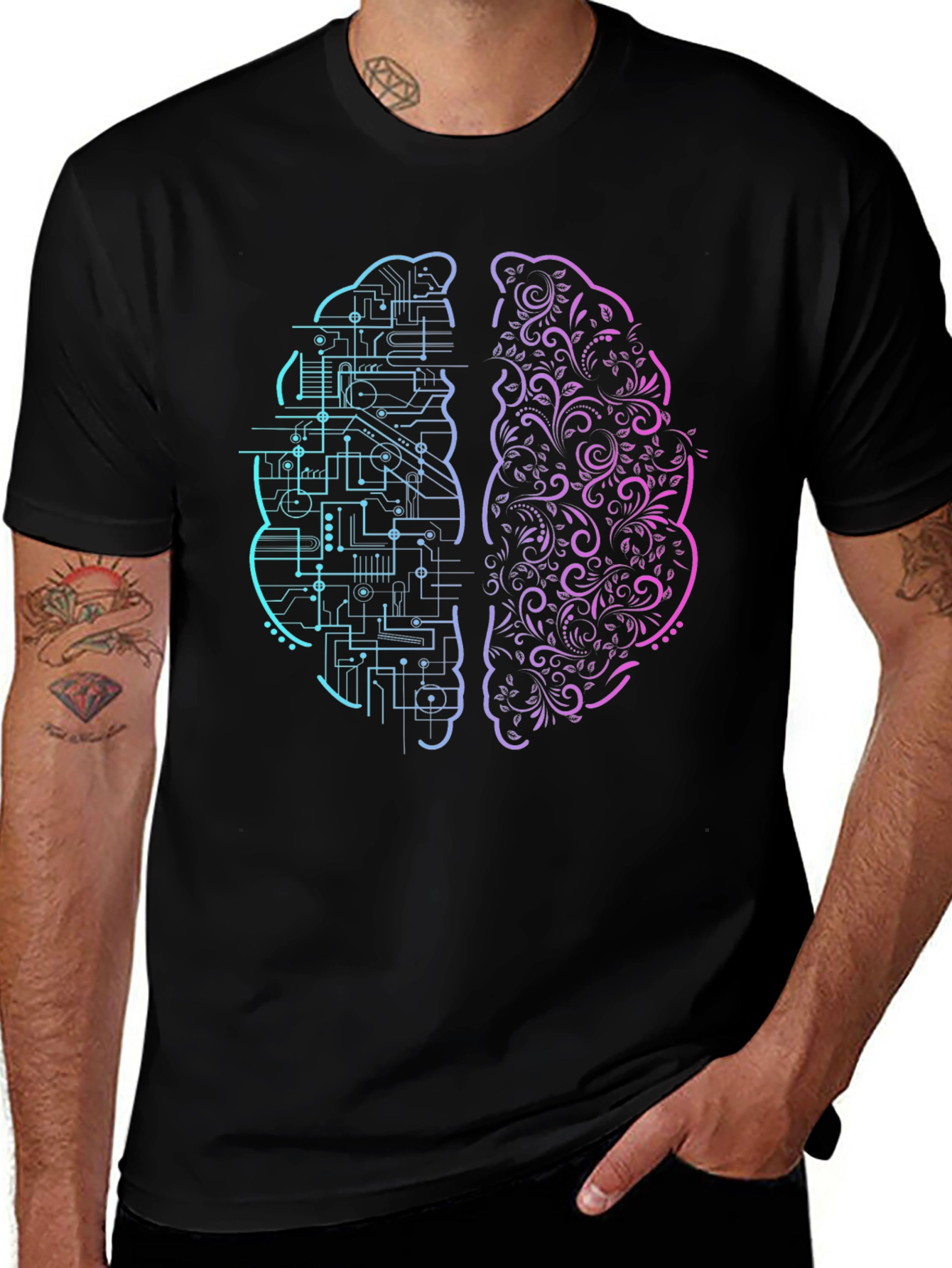 Variant 20 of Brain Graphic T-Shirt - Left & Right Brain