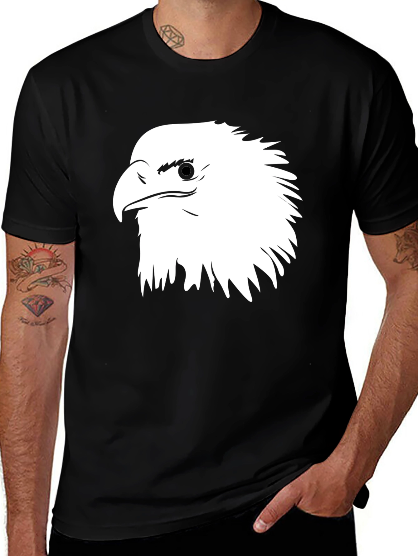 Variant 8 of Eagle Graphic T-Shirt - Black Cotton Tee