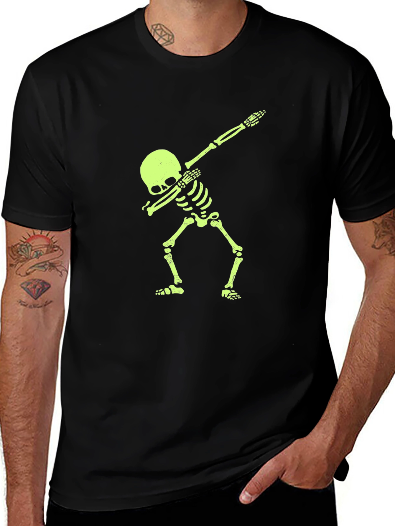 Variant 22 of Skeleton Dab Tee - Glow in the Dark Graphic T-Shirt