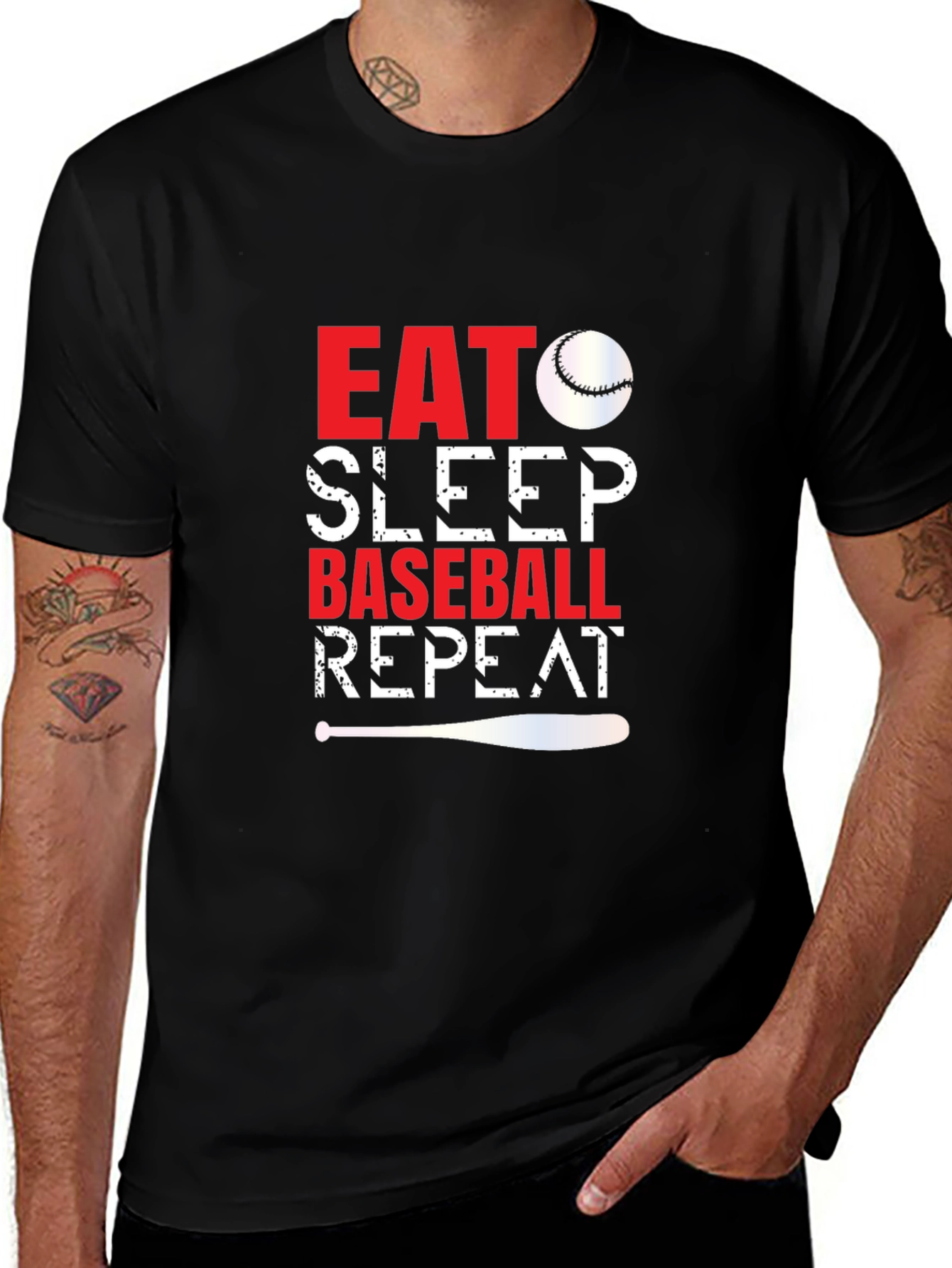 Variant 12 of Eat Sleep Baseball Repeat Graphic Tee