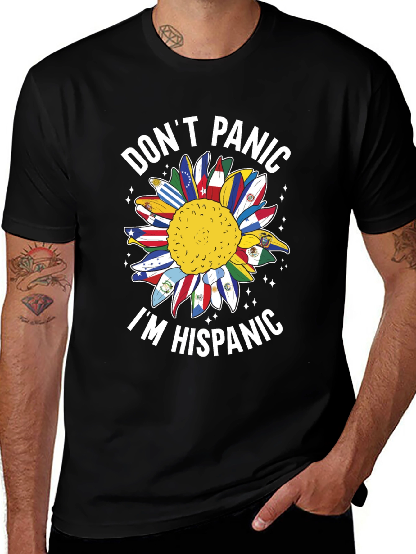Don't Panic I'm Hispanic Sunflower T-Shirt