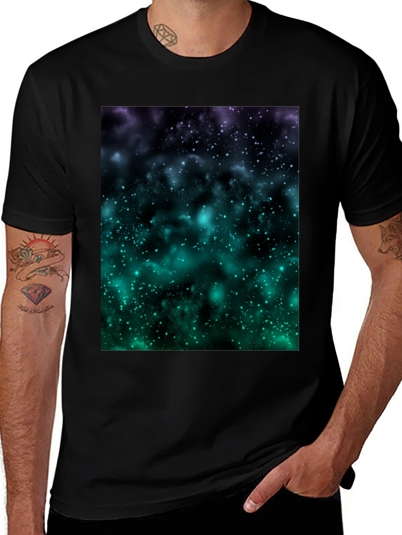 Variant 27 of Galaxy Print Black T-Shirt