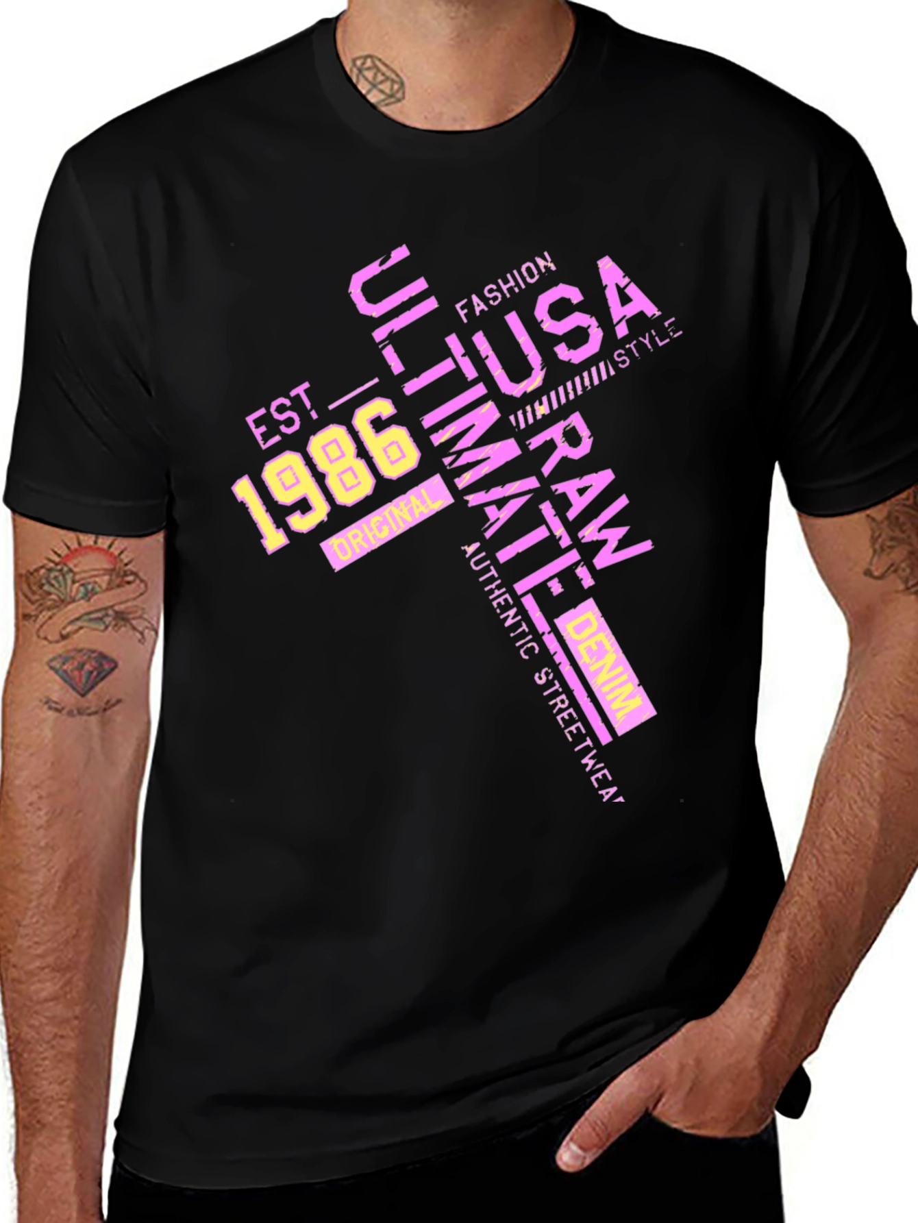 Variant 29 of Retro USA Graphic Tee - Est. 1986 Black T-Shirt