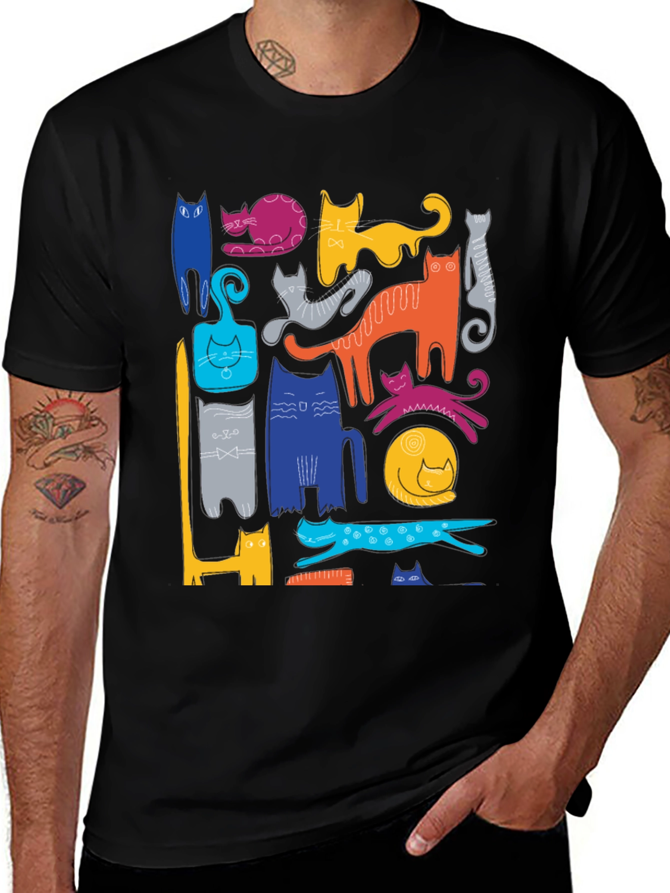 Variant 30 of Funky Cats Graphic Print T-Shirt - Unisex Style
