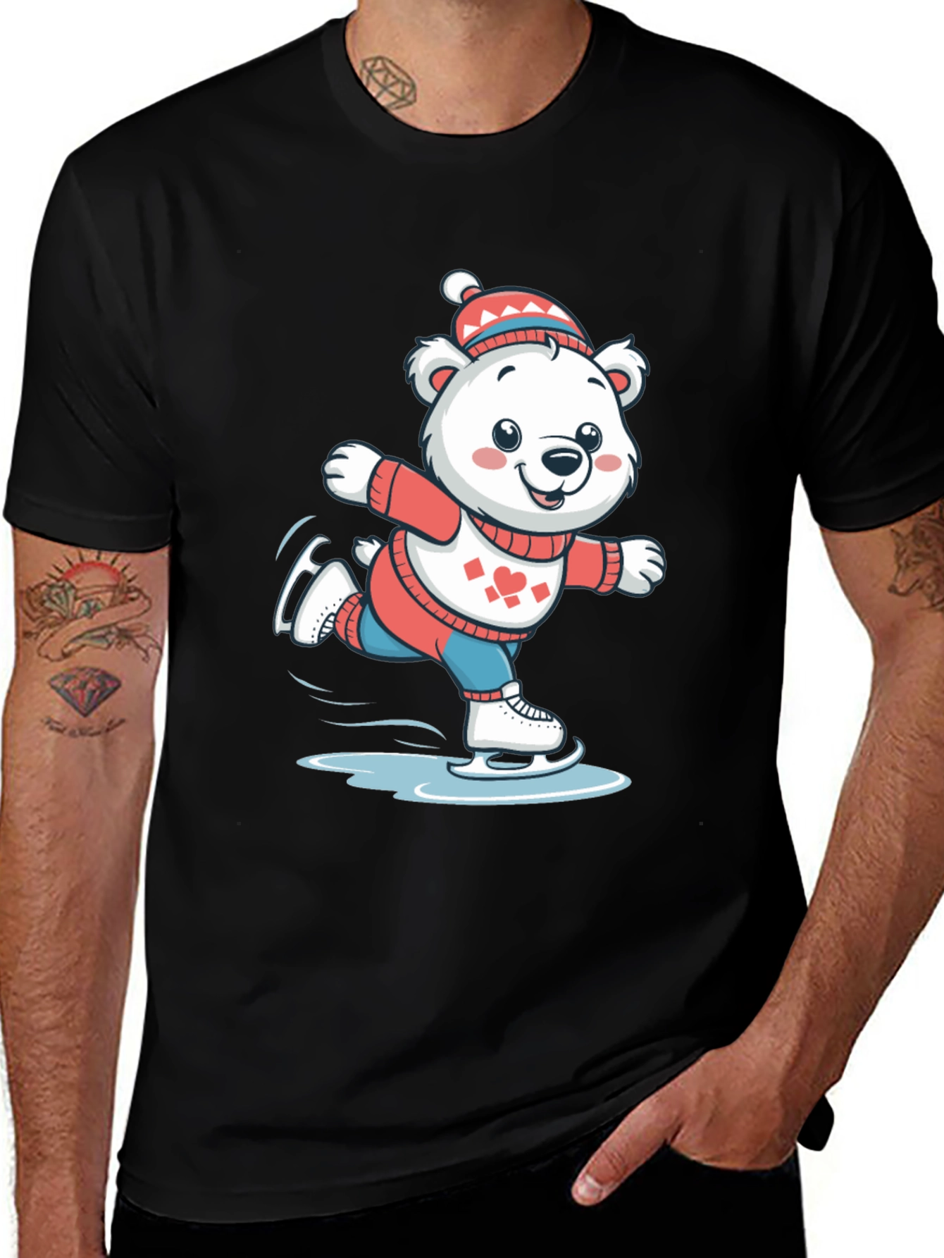 Variant 11 of Ice Skating Bear T-Shirt