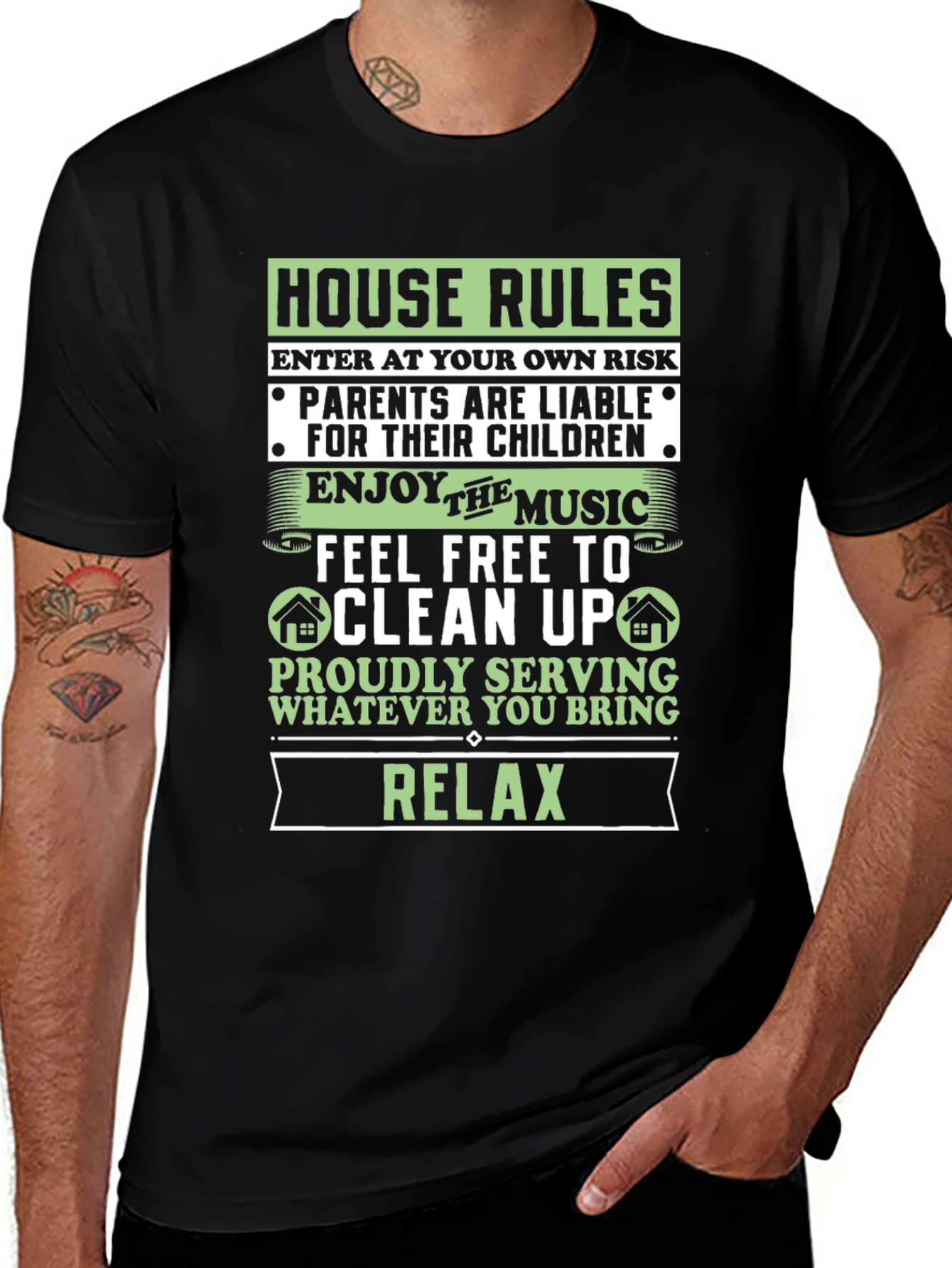 Variant 24 of Humorous "House Rules" Graphic T-Shirt