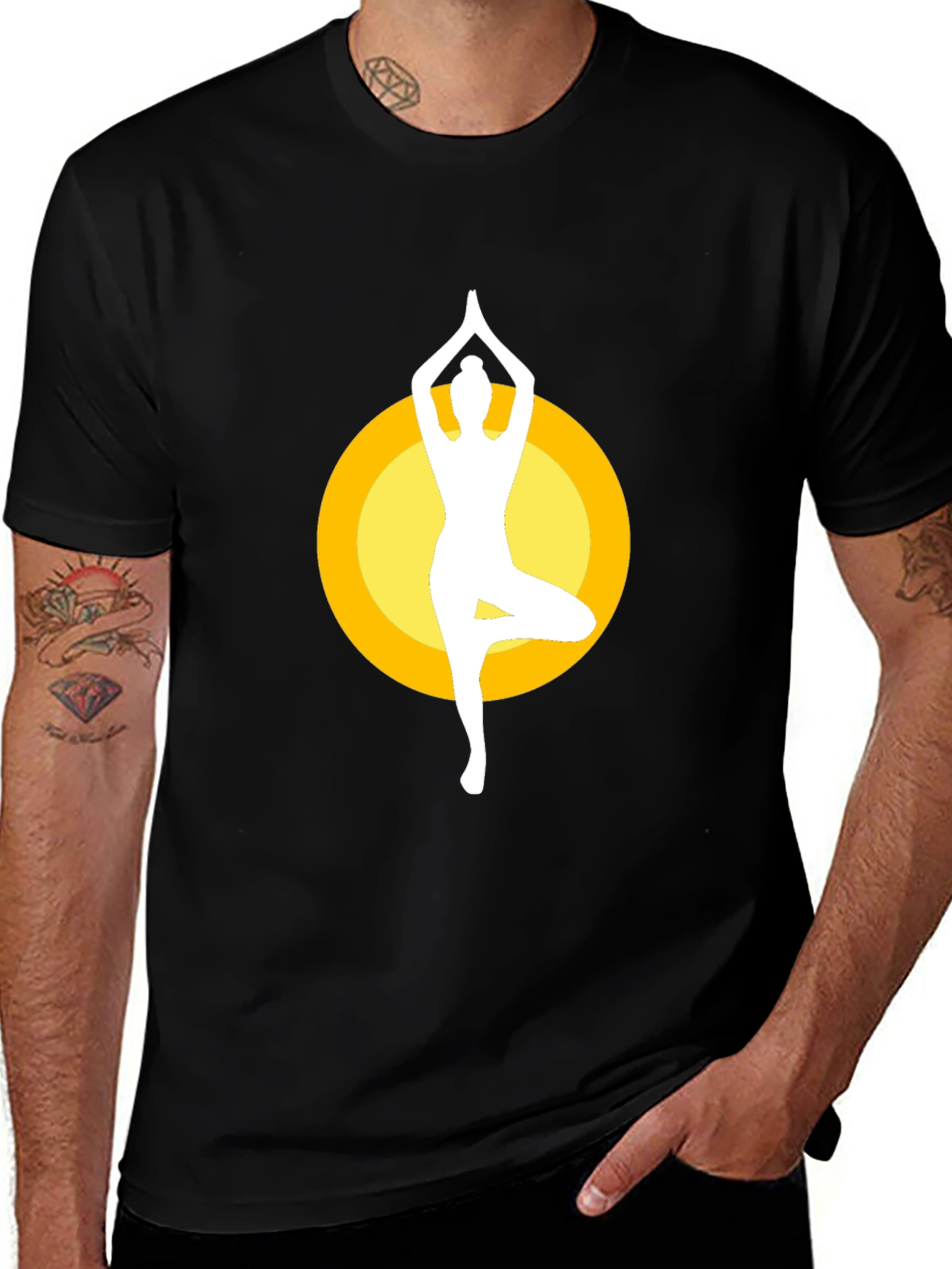 Variant 25 of Yoga Pose Graphic Tee - Mens Black Cotton Blend