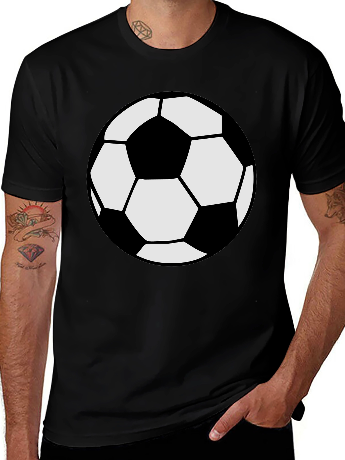 Variant 26 of Soccer Ball Graphic Black T-Shirt