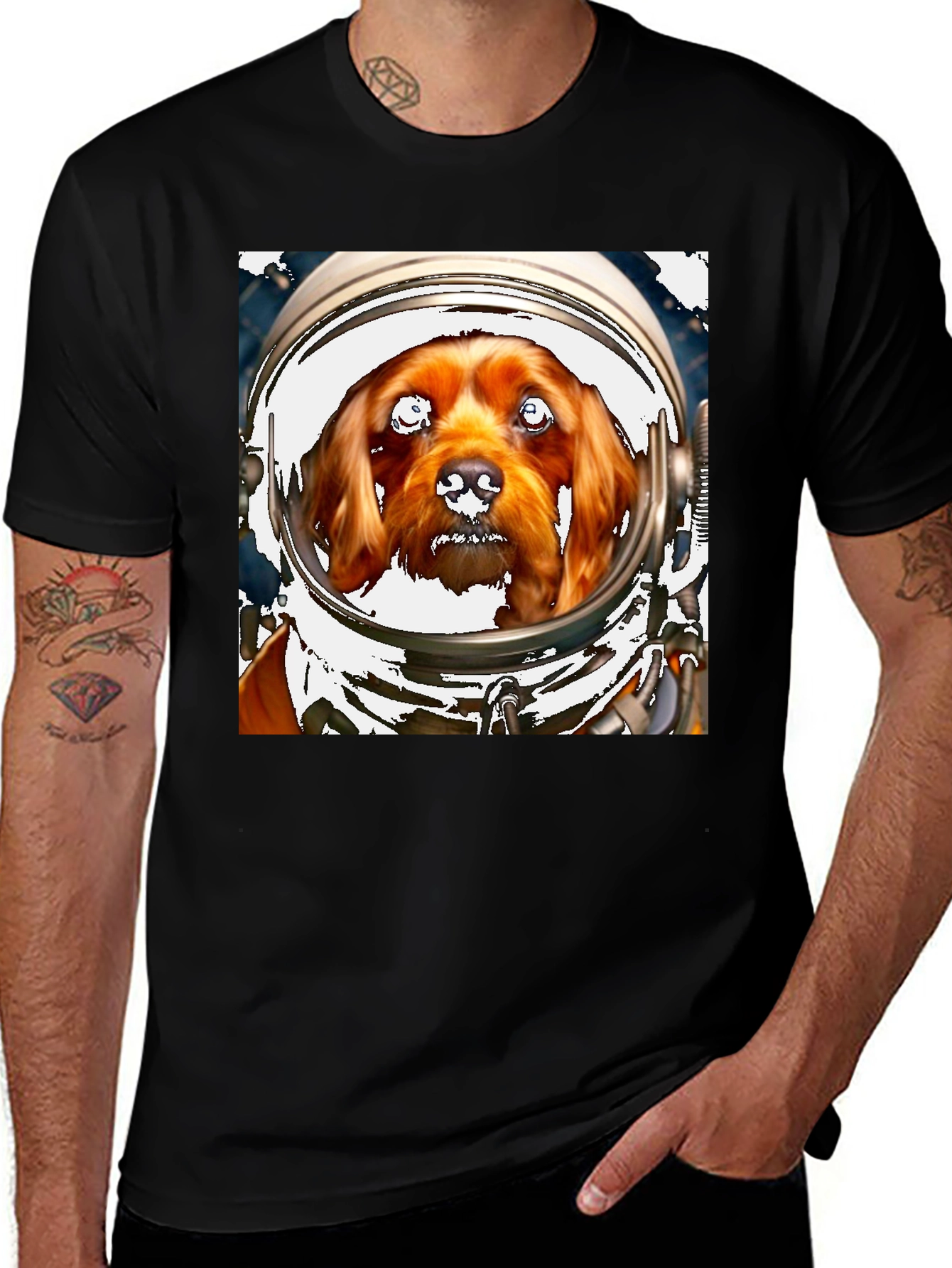 Variant 3 of Dog in Space Helmet T-Shirt - Unique Pet Lover Tee