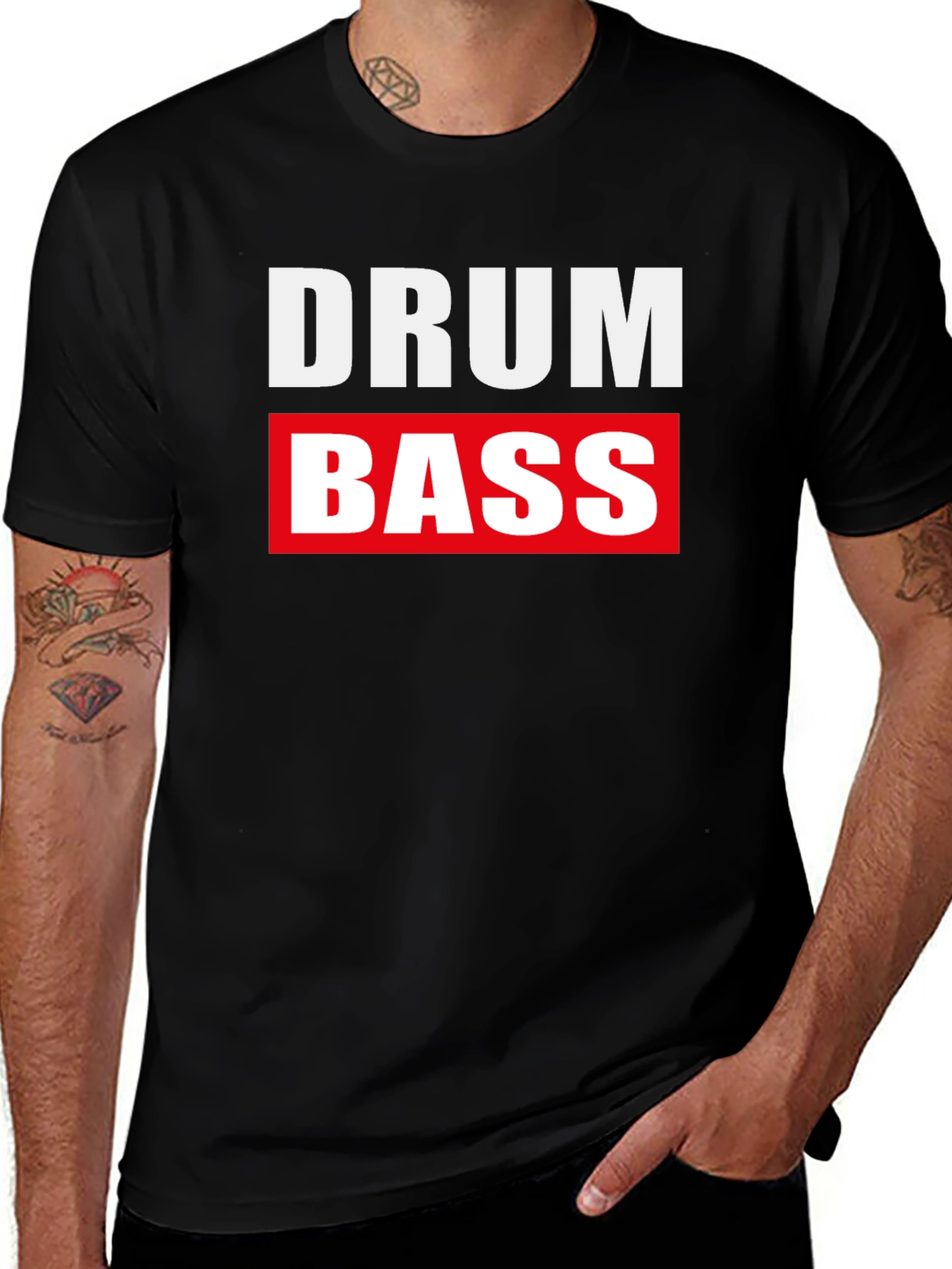 Variant 2 of Drum & Bass Music Black Cotton T-Shirt