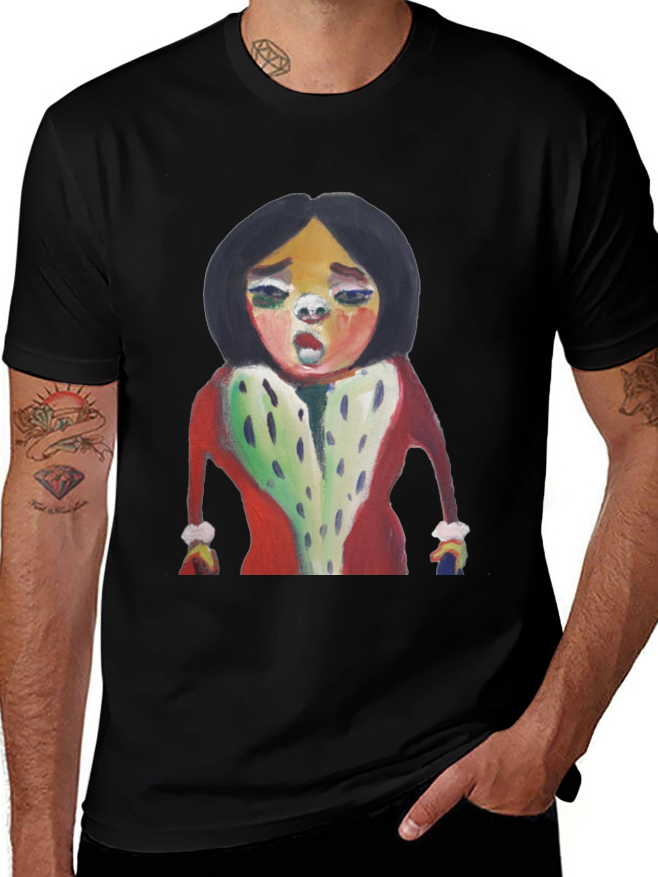 Variant 3 of Unique Cartoon Graphic Tee - Black Cotton Casual Shirt