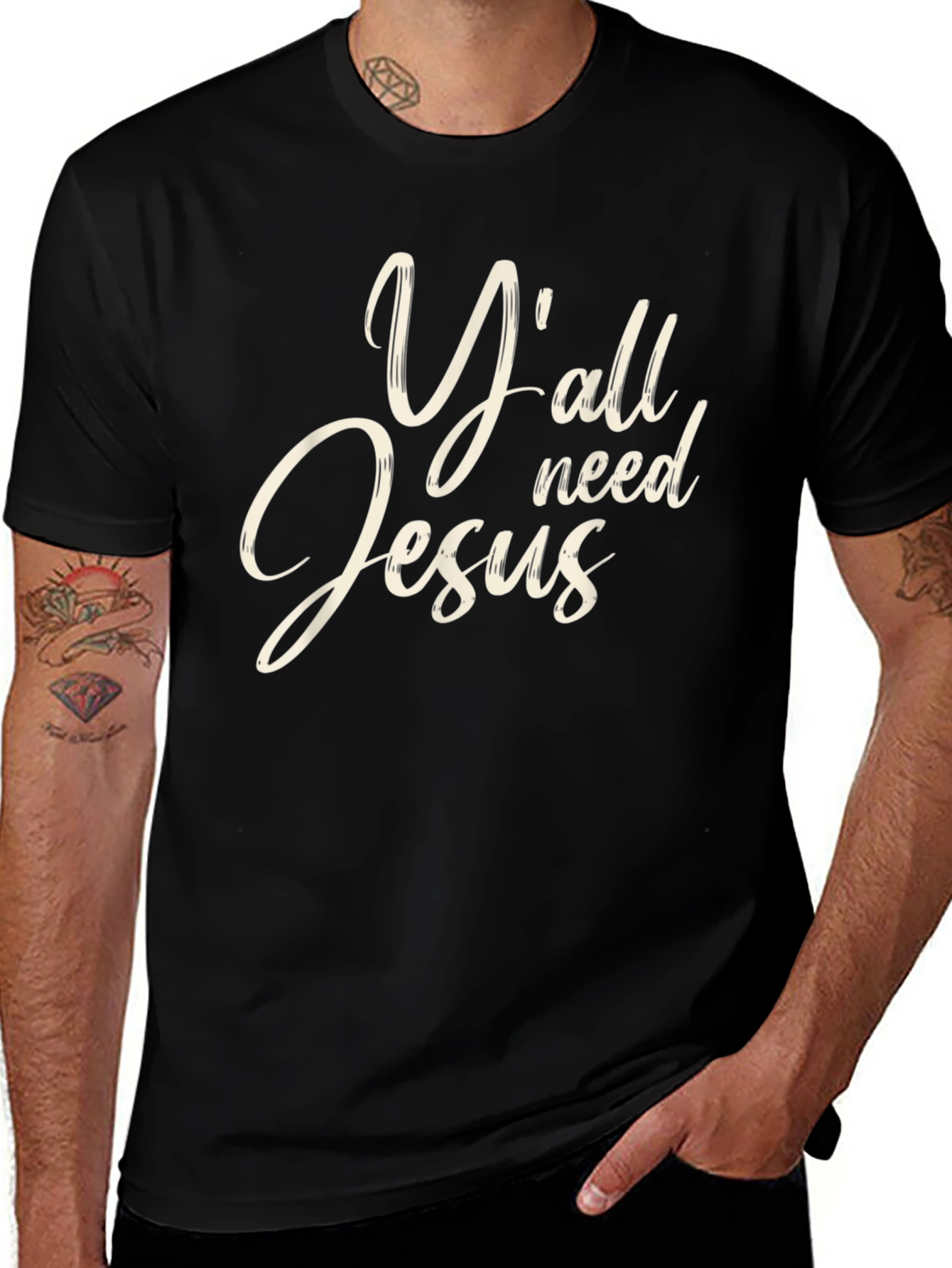Variant 21 of Y'all Need Jesus Graphic Tee, Soft Cotton