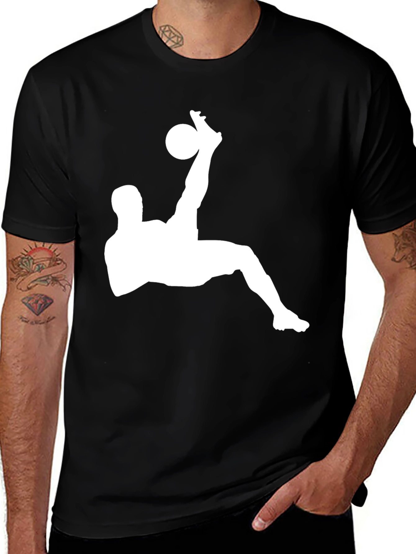 Black Soccer Kick Graphic Tee - Stylish Black T-Shirt main image
