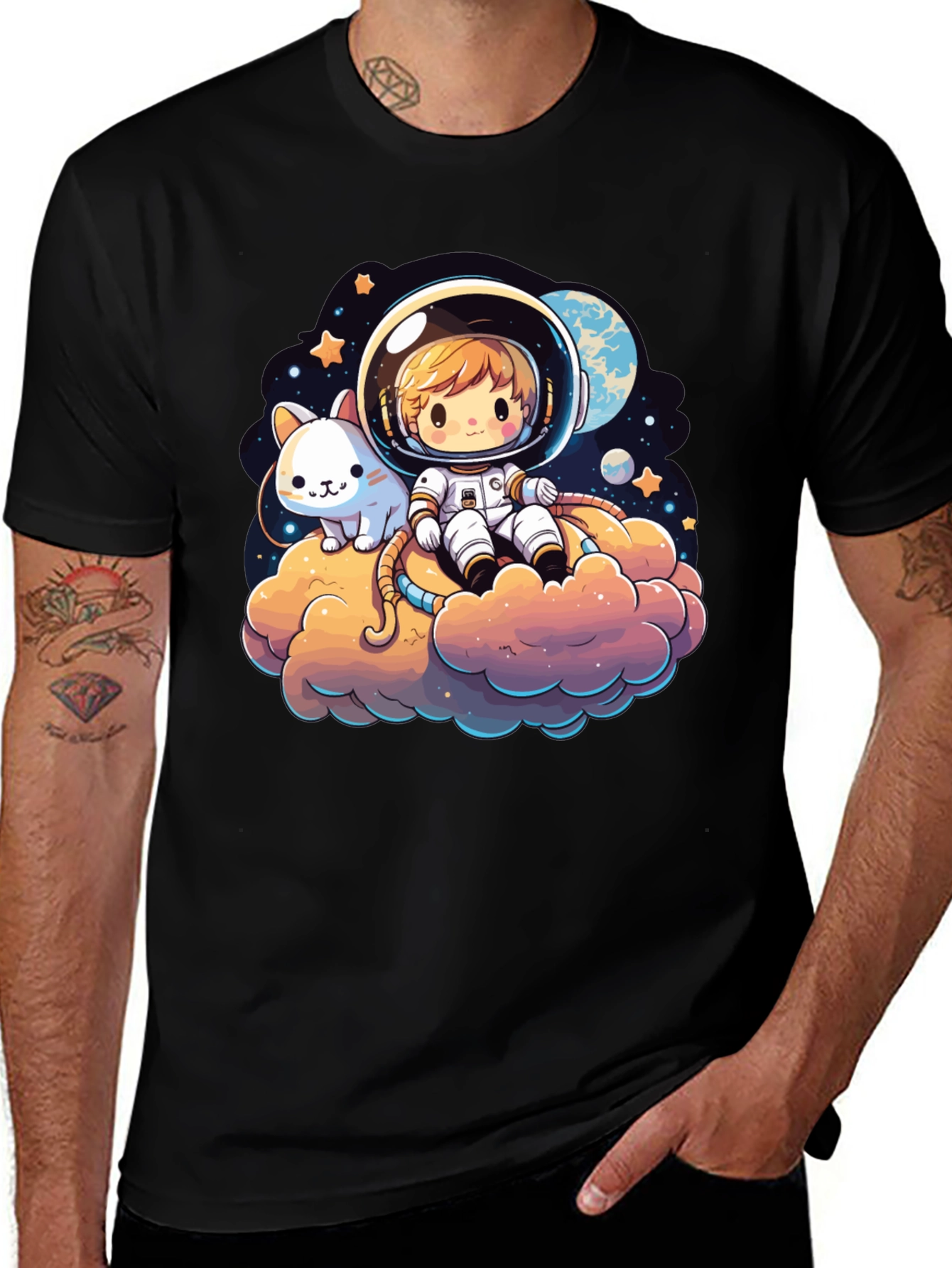Variant 7 of Cute Astro Cat Graphic Tee