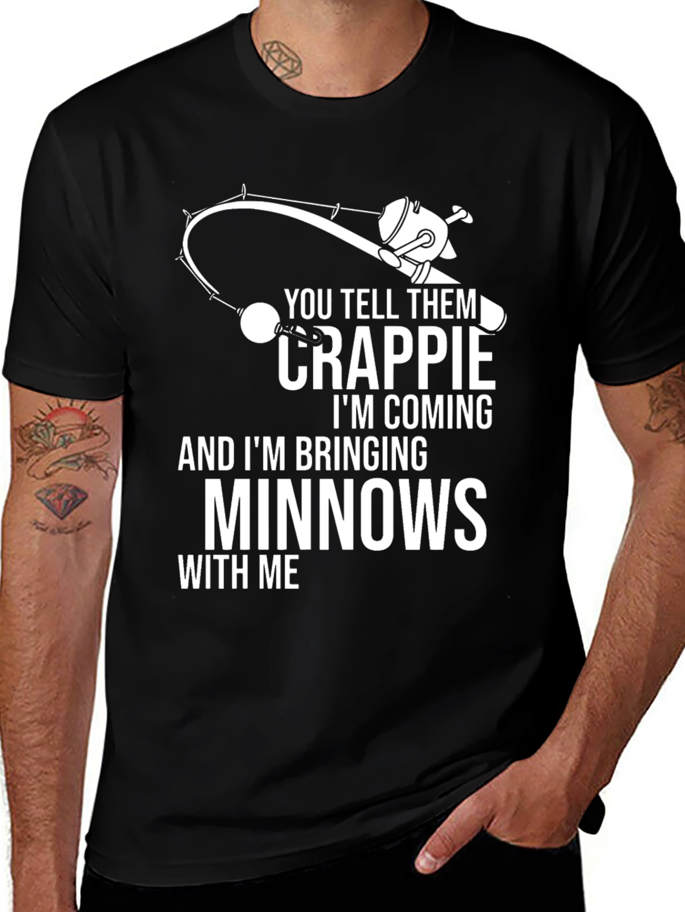 Variant 10 of Crappie Fishing T-Shirt - Bringing Minnows