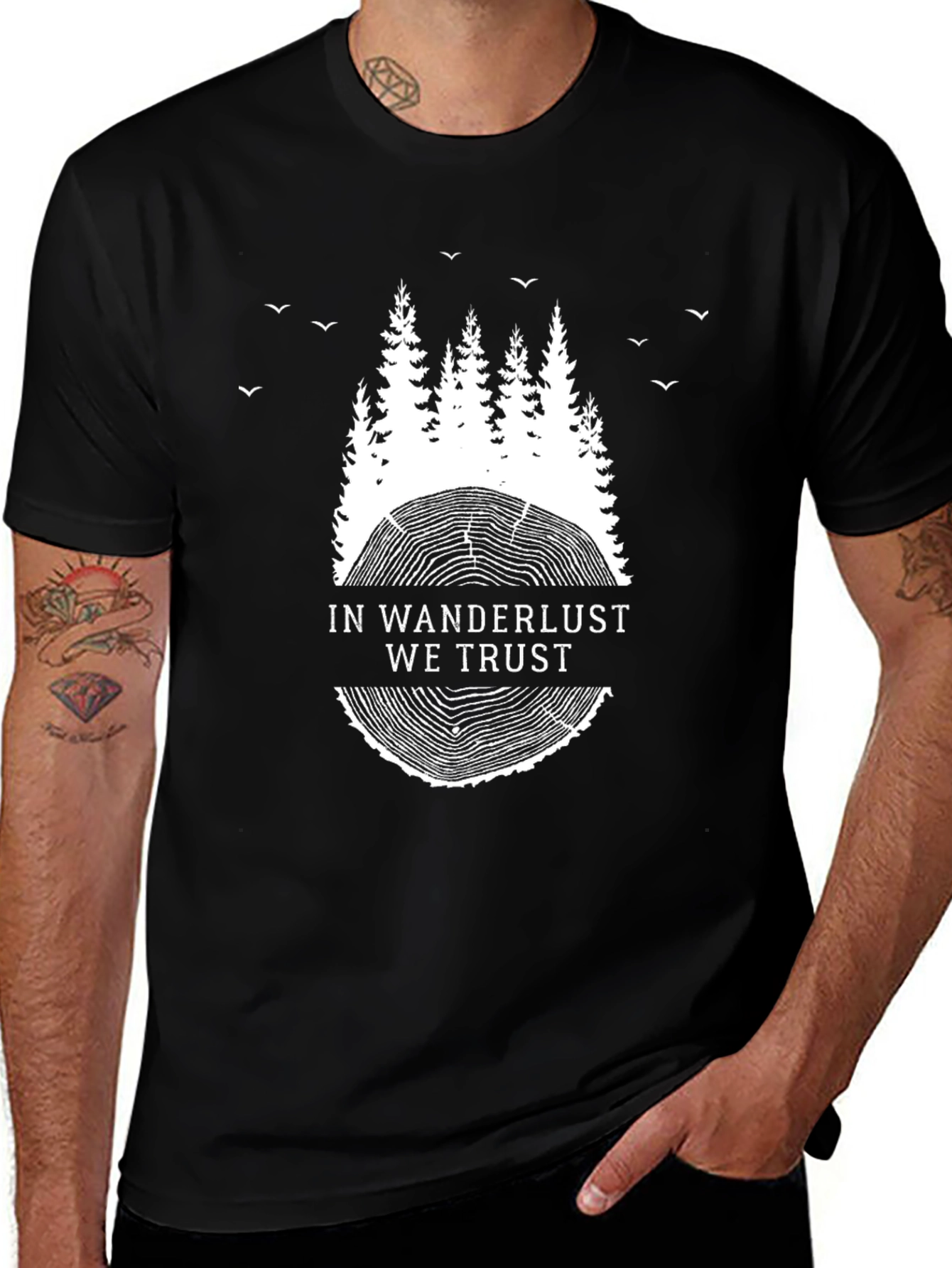 Wanderlust Tree Ring Graphic Tee - Nature Lover Shirt