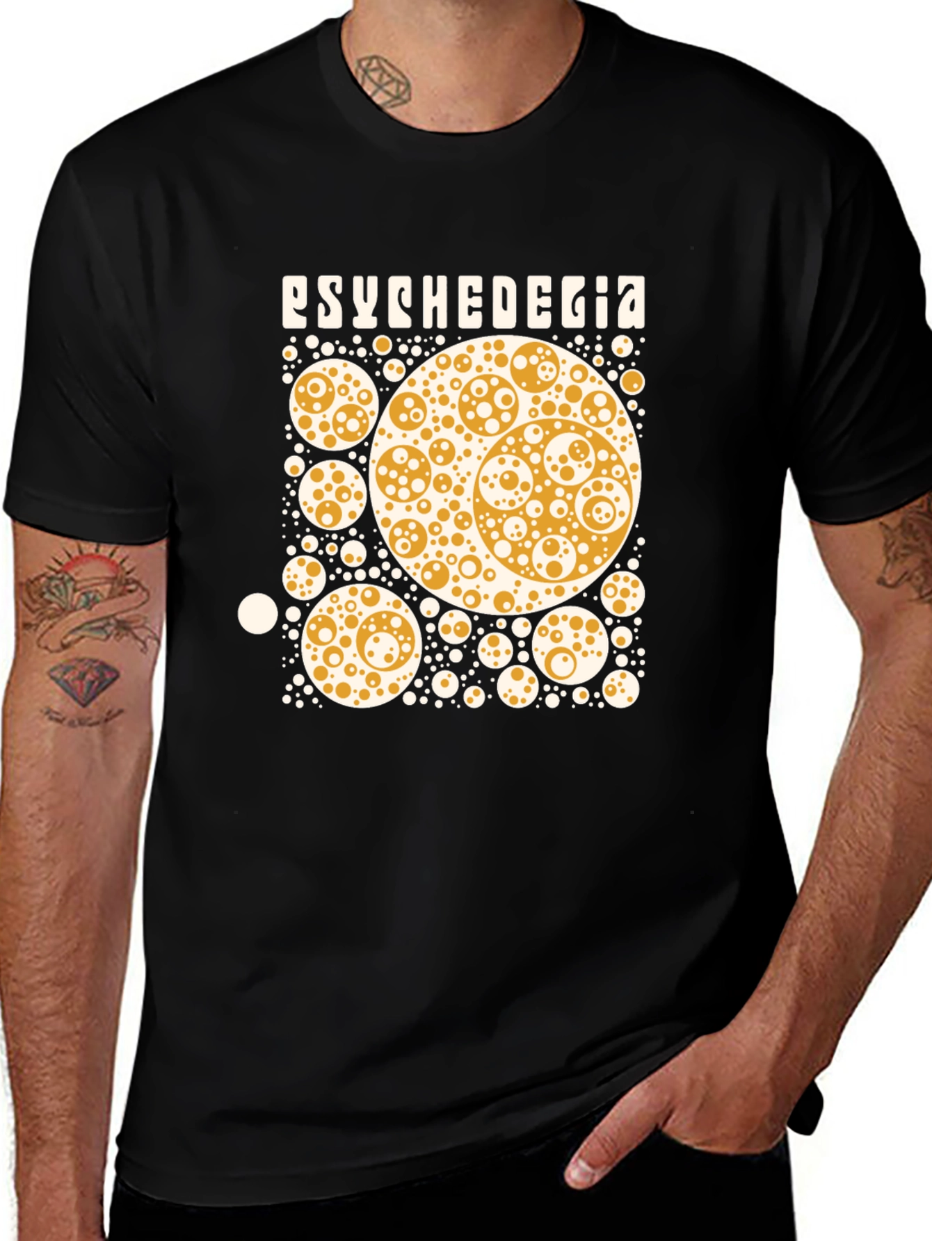 Variant 24 of Psychedegia Graphic Tee - Black Cotton Blend T-Shirt