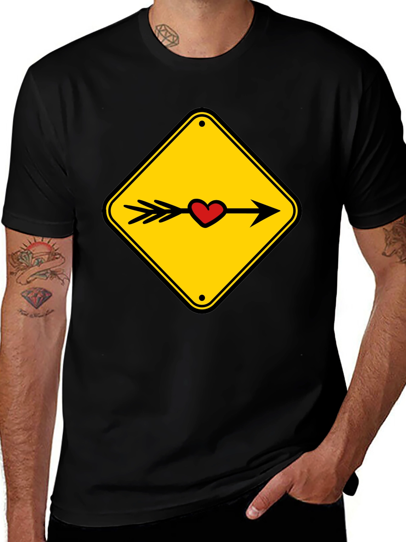 Variant 17 of Heart Arrow Sign Black T-Shirt