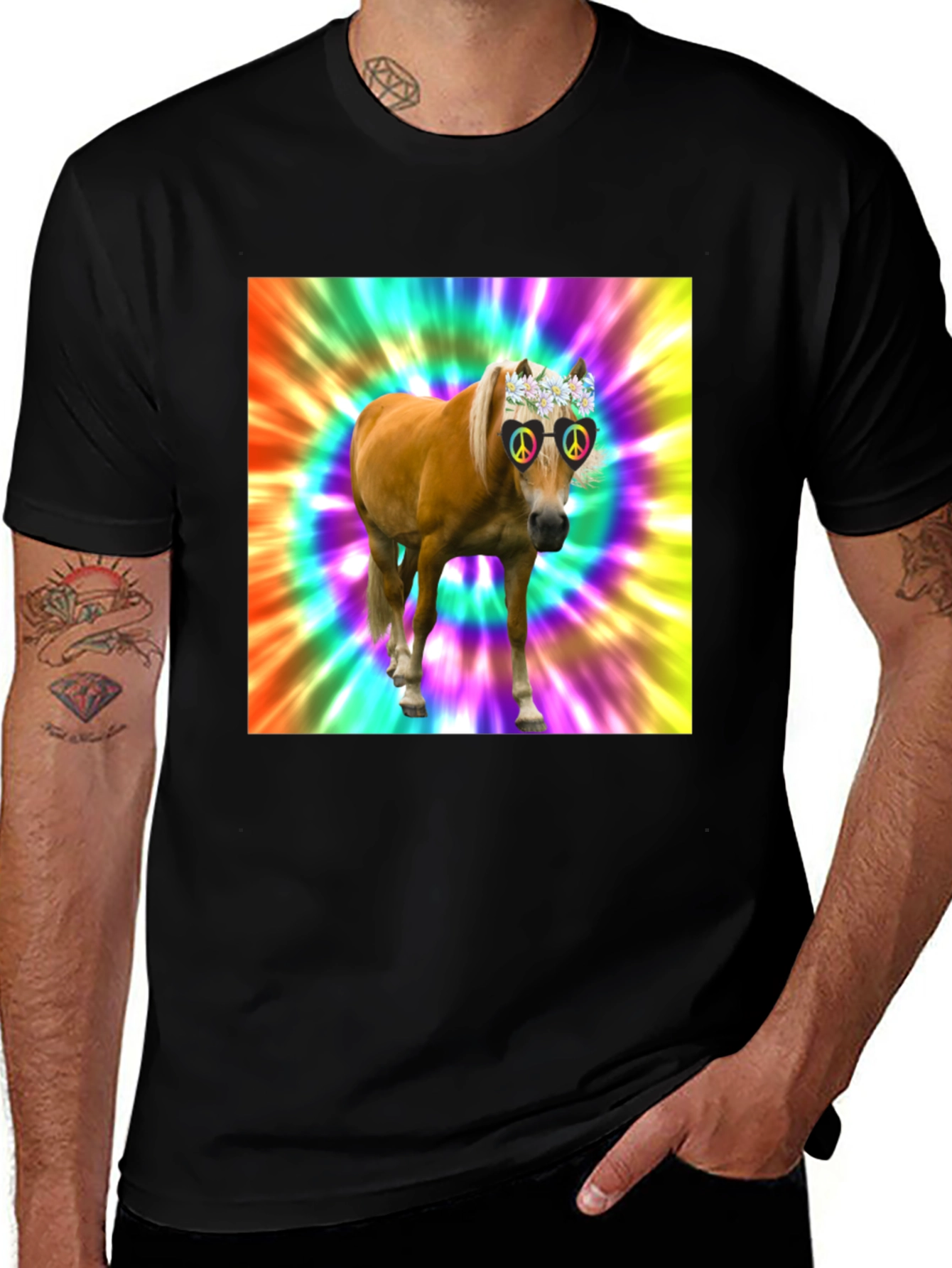 Variant 14 of Hippie Horse Graphic Tee - Retro Style