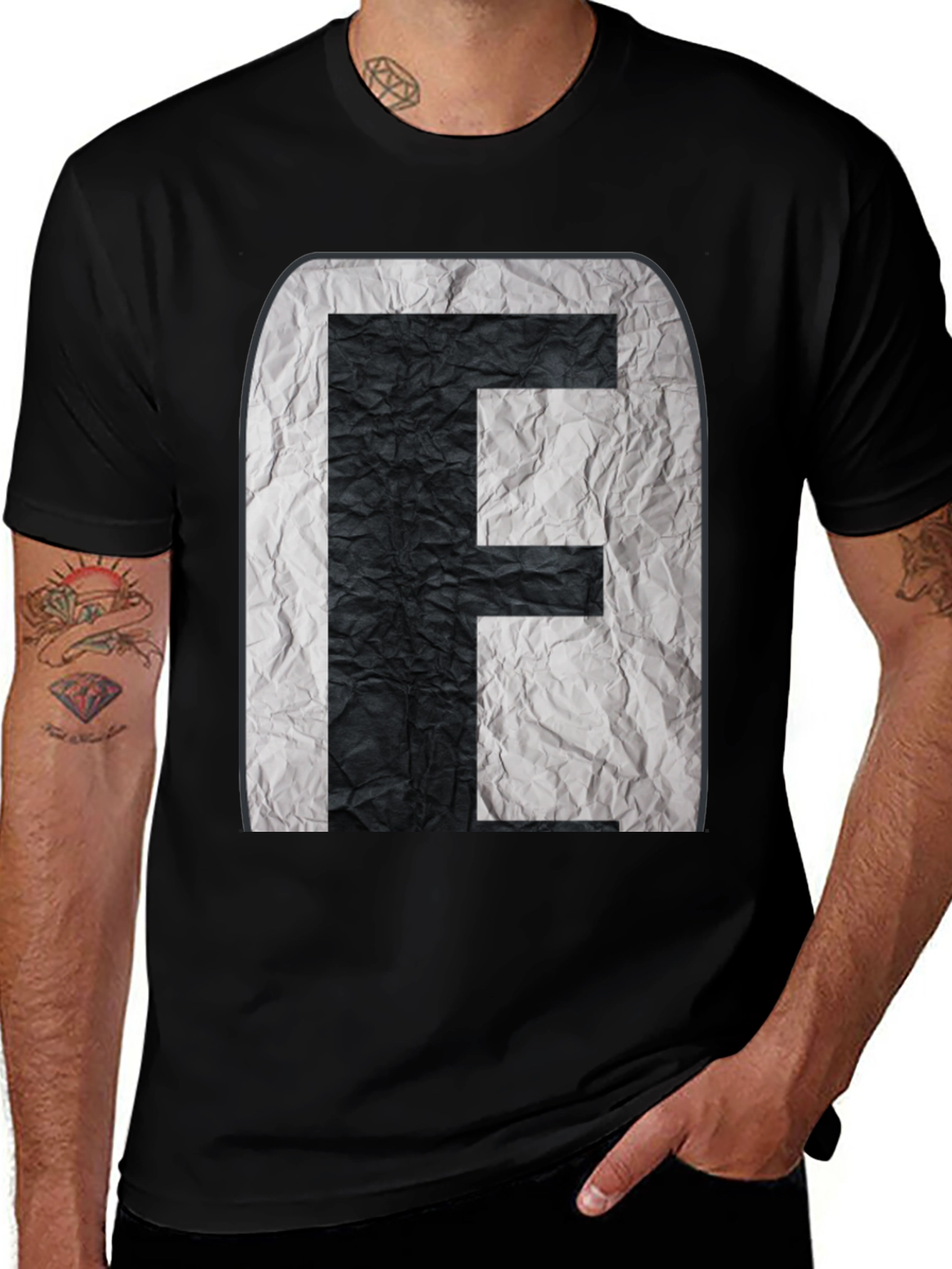 Variant 28 of Abstract Initial 'F' Graphic Black Tee