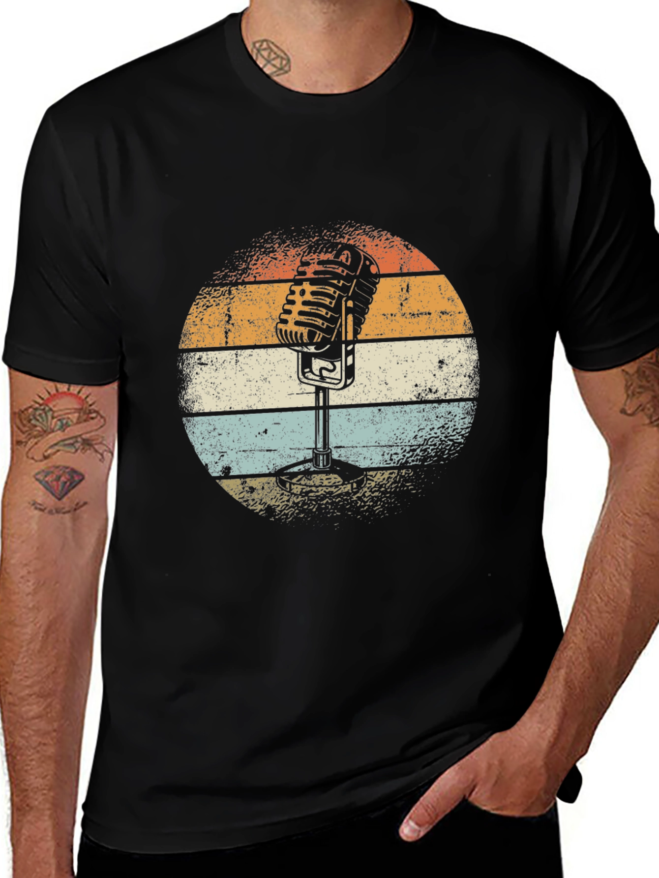Variant 25 of Retro Microphone Graphic T-Shirt - Vintage Style Music Tee