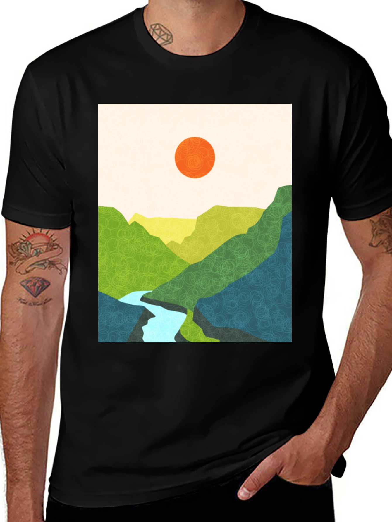 Variant 5 of Abstract Mountain View Graphic Tee