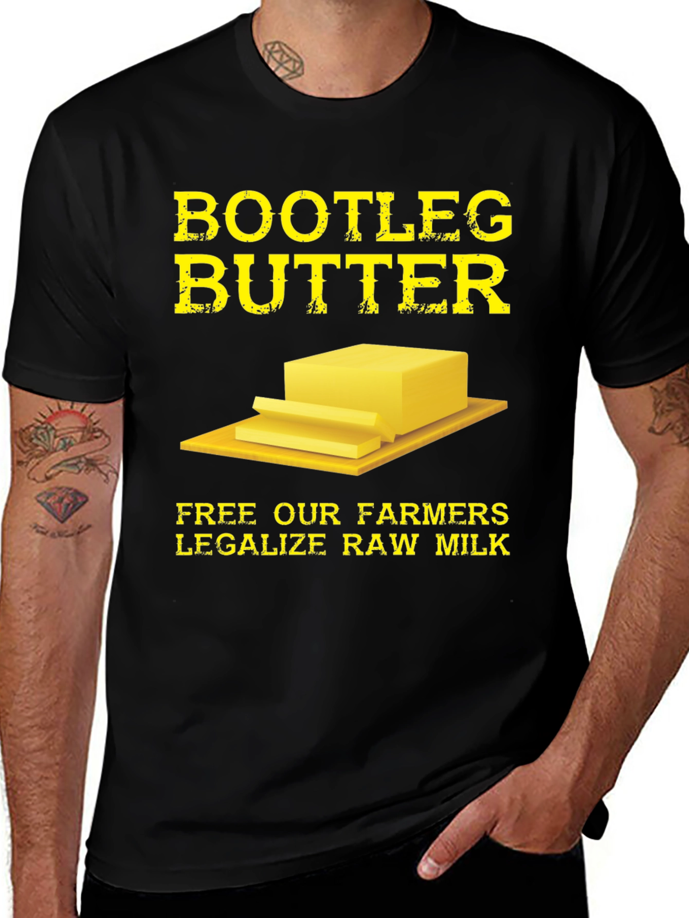 Variant 9 of Bootleg Butter T-Shirt - Legalize Raw Milk Tee