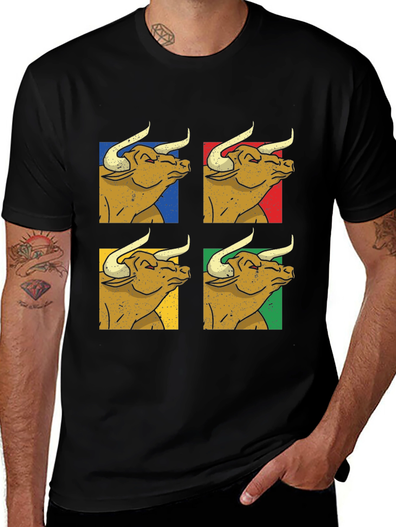 Variant 16 of Bull Design Tee - Colorful Pop Art Style