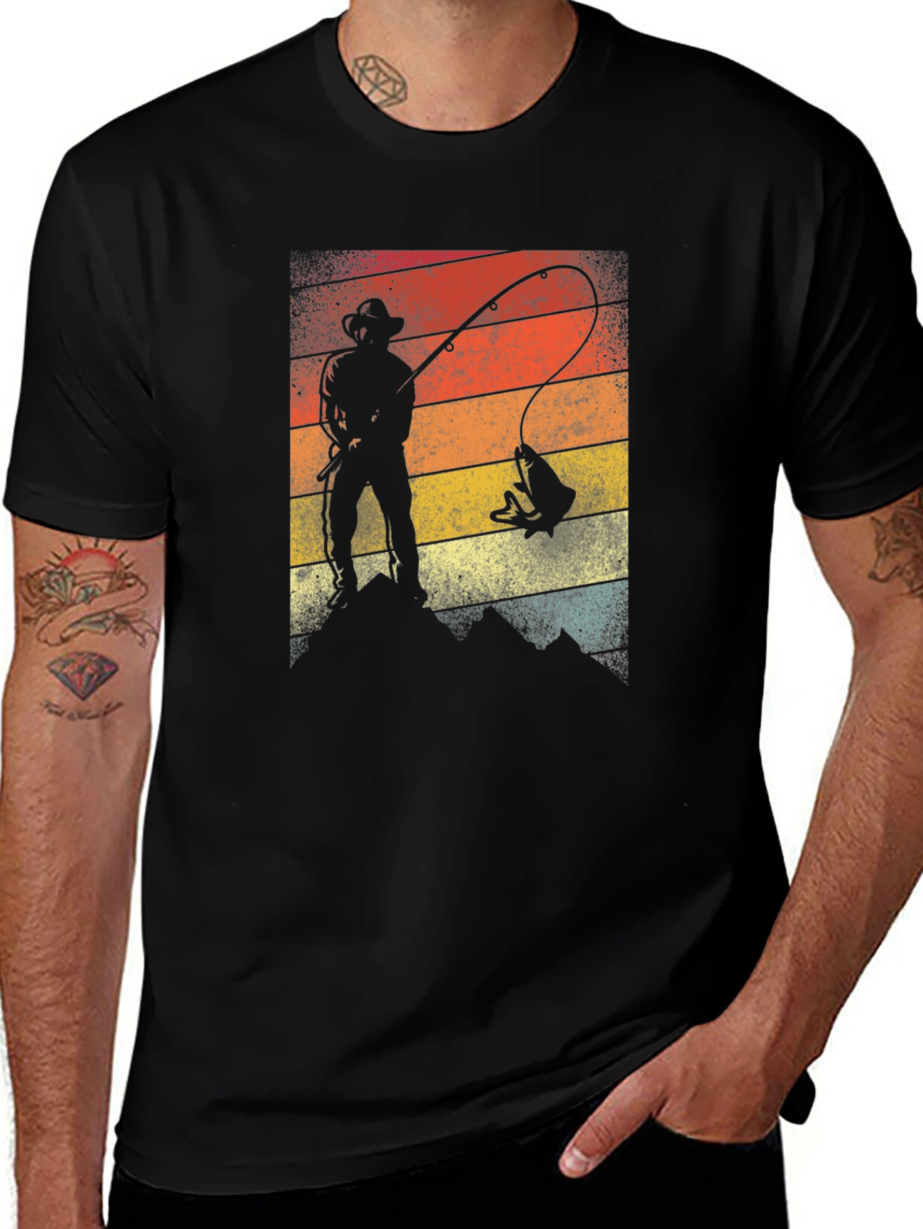 Variant 25 of Vintage Fishing T-Shirt, Fisherman Silhouette Tee