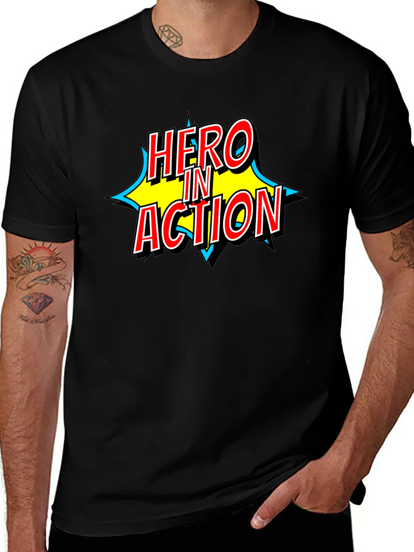 Variant 21 of Hero in Action Comic Book Style Graphic T-Shirt