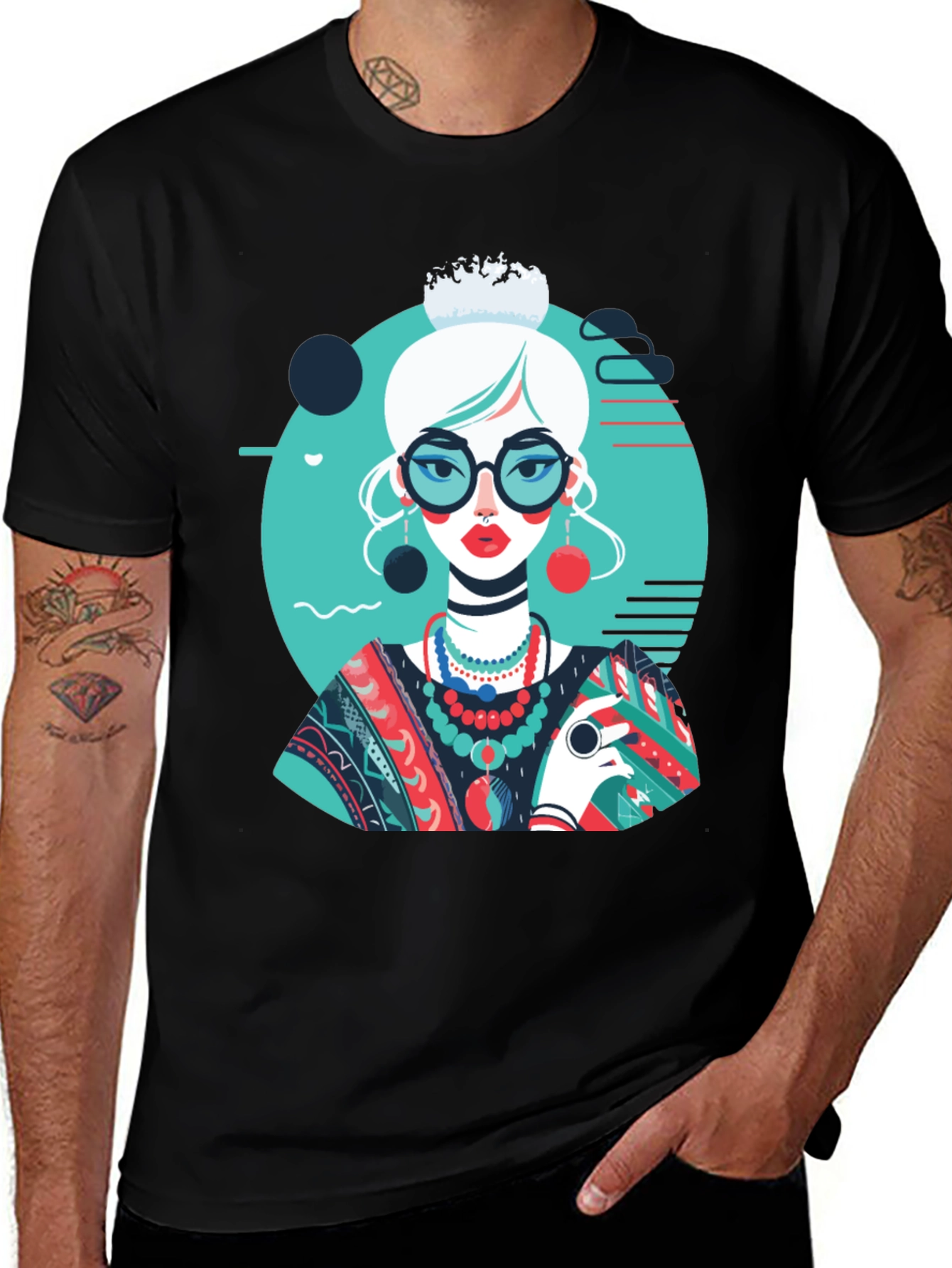 Variant 18 of Artsy Woman Graphic T-Shirt - Modern Art Style