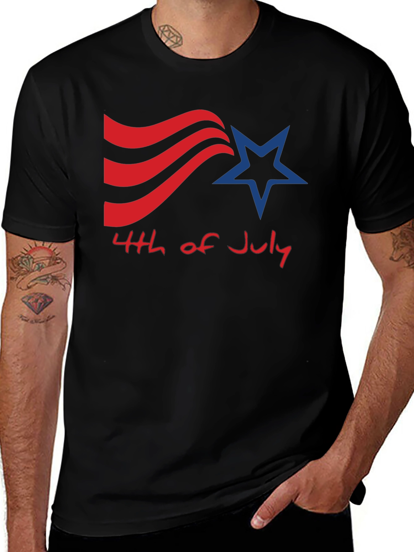 4th of July T-Shirt - Patriotic American Flag Design