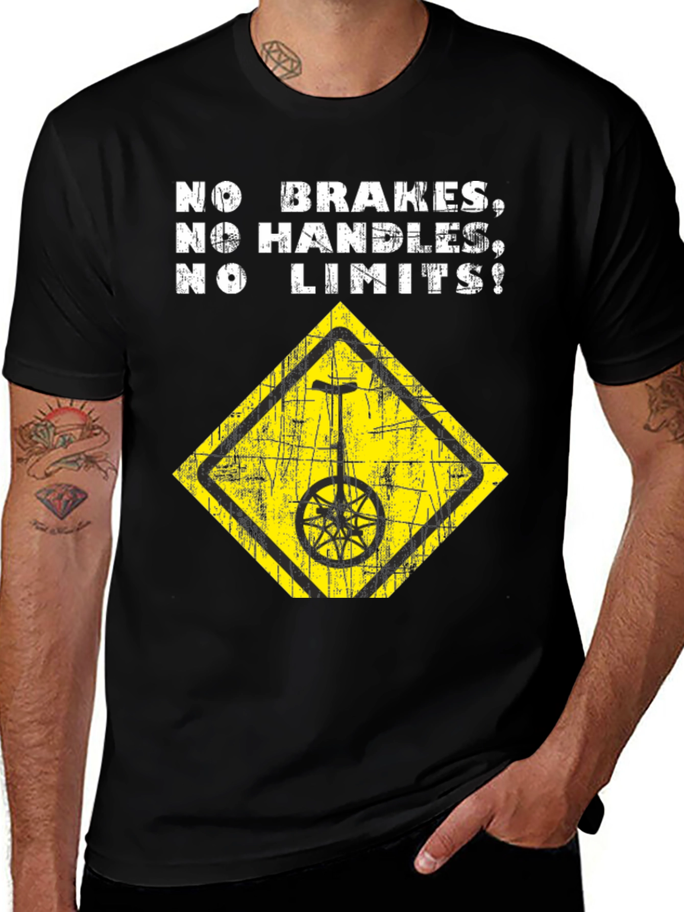 Variant 2 of No Brakes Unicycle T-Shirt -  Daredevil Design