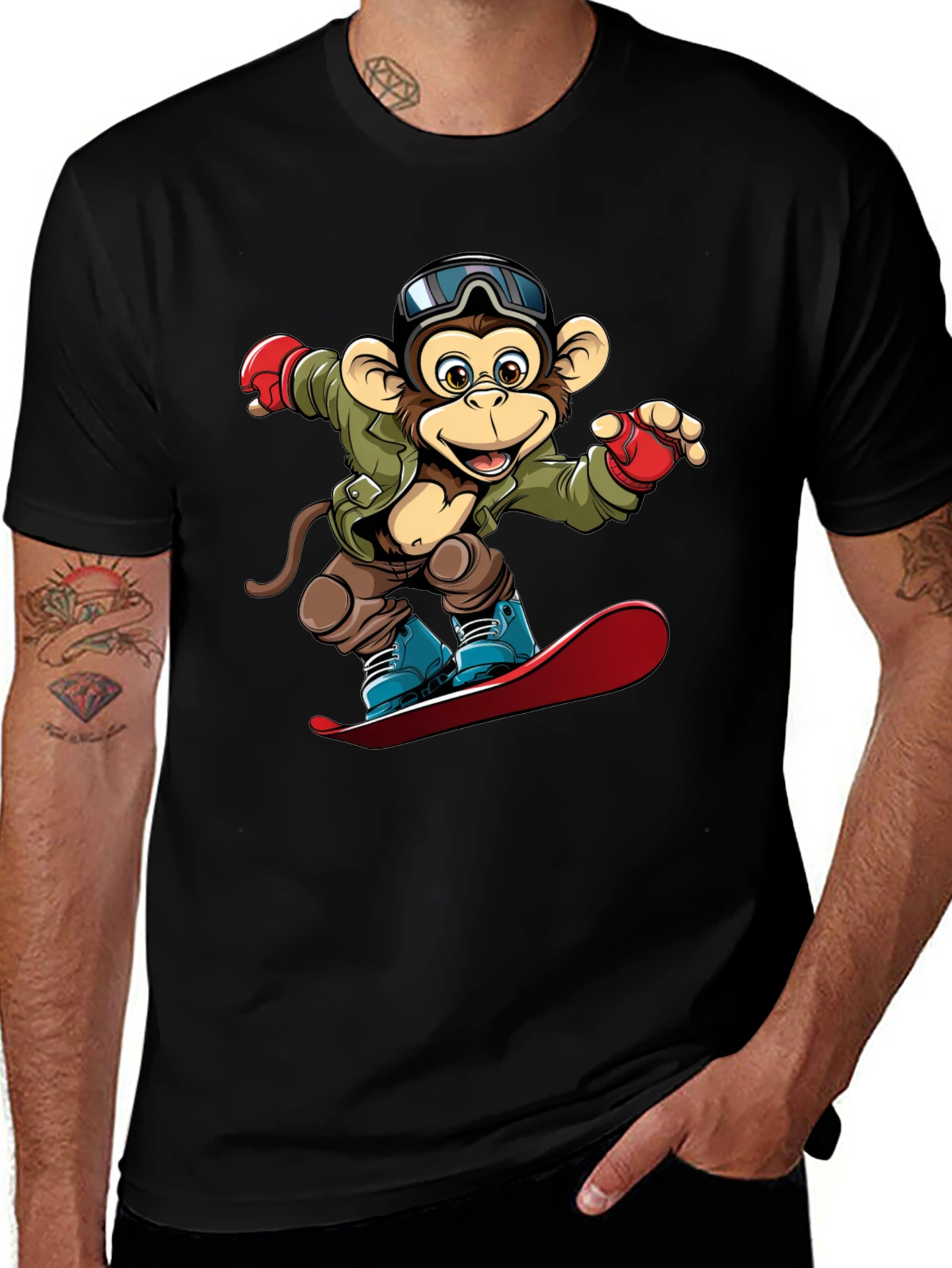 Variant 2 of Monkey Snowboarder Graphic Tee