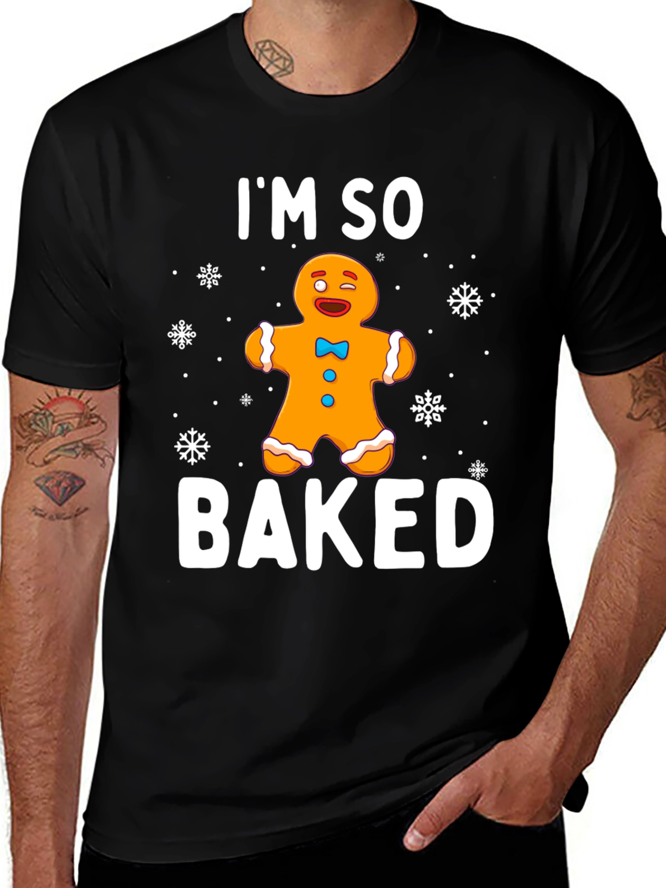 Variant 5 of Funny Christmas Gingerbread Man "I'm So Baked" T-Shirt