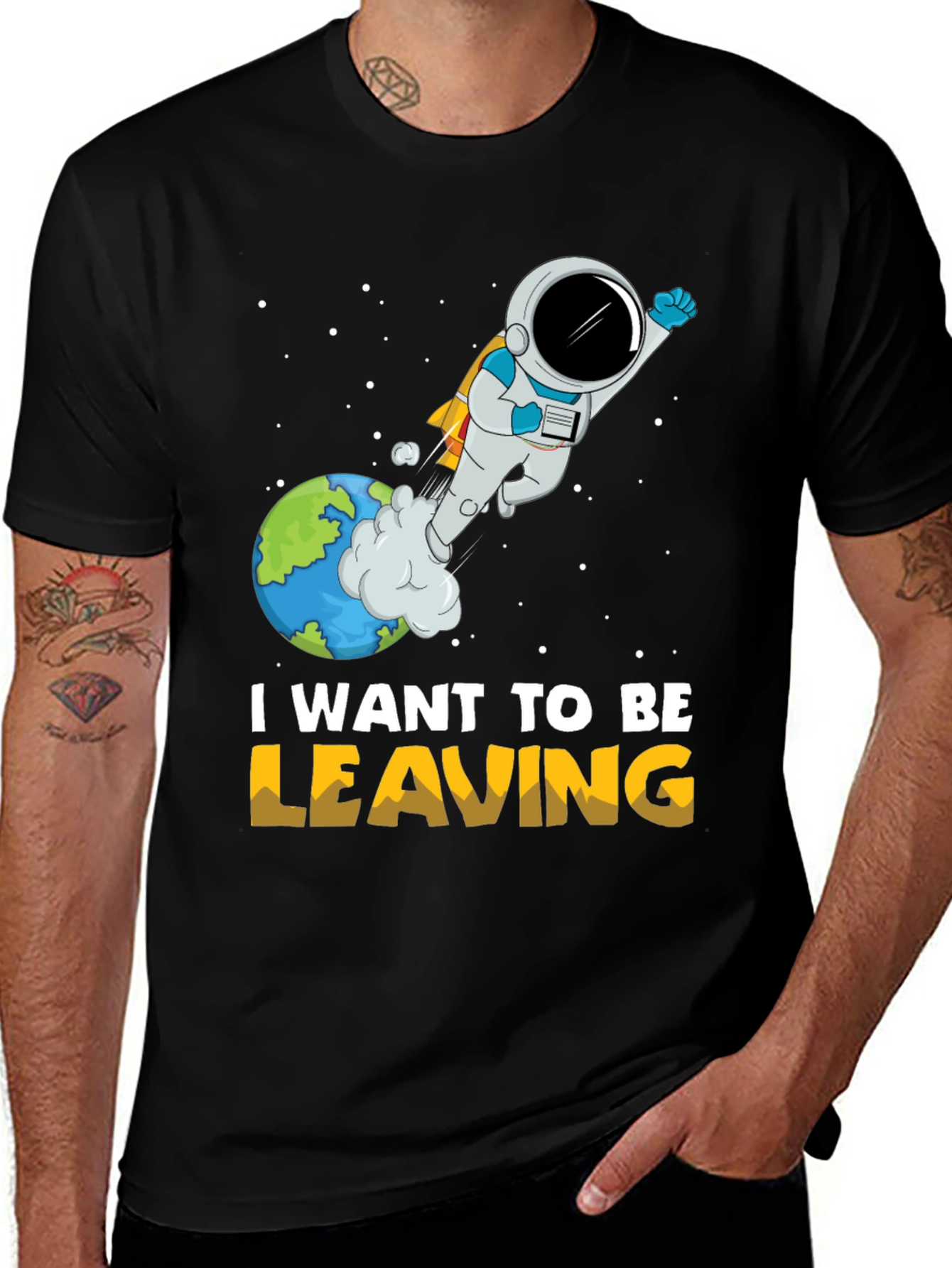 I Want To Be Leaving Astronaut Graphic T-Shirt