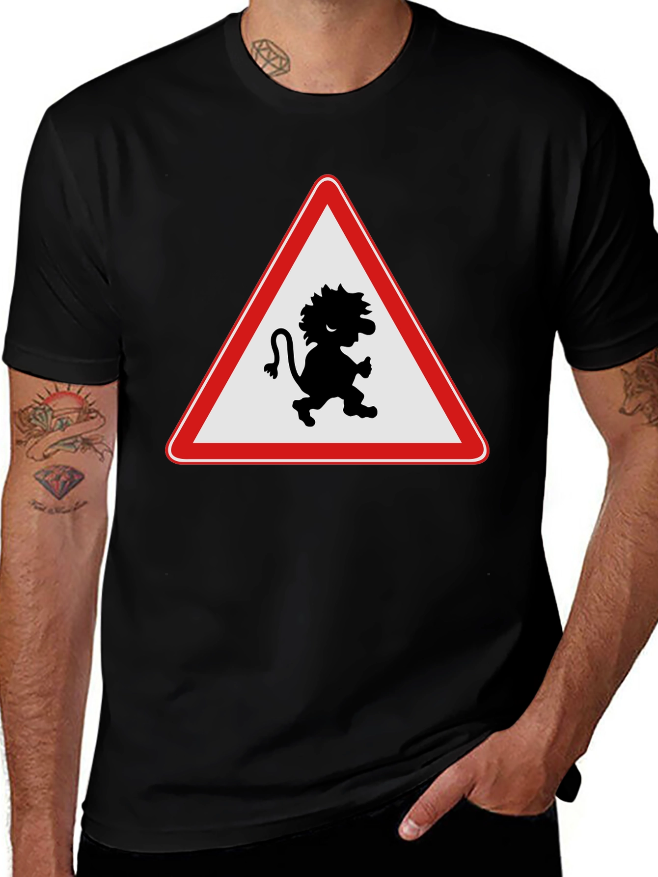 Variant 28 of Warning! Beast Ahead Black T-Shirt