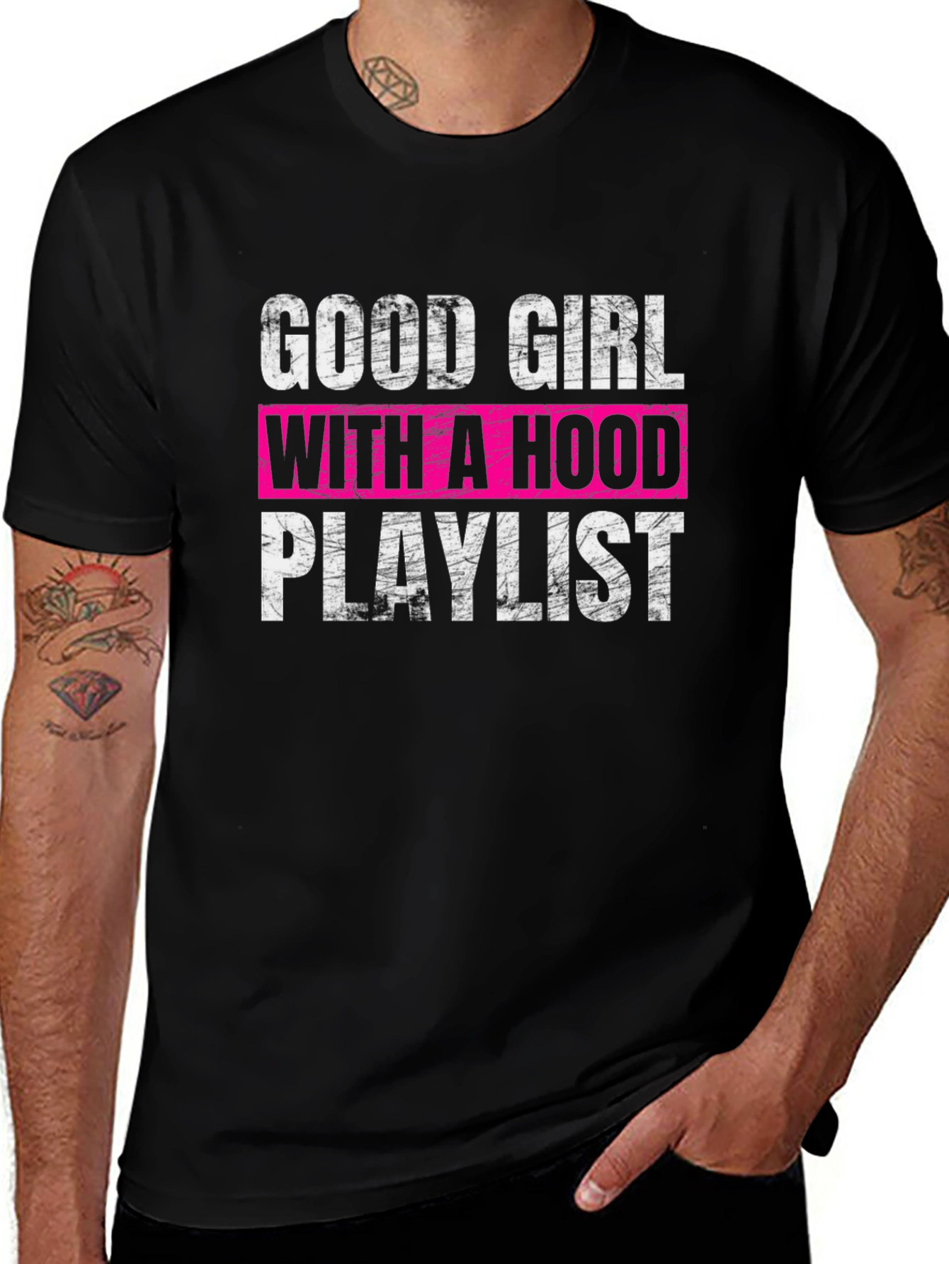 Variant 17 of Good Girl With A Hood Playlist T-Shirt