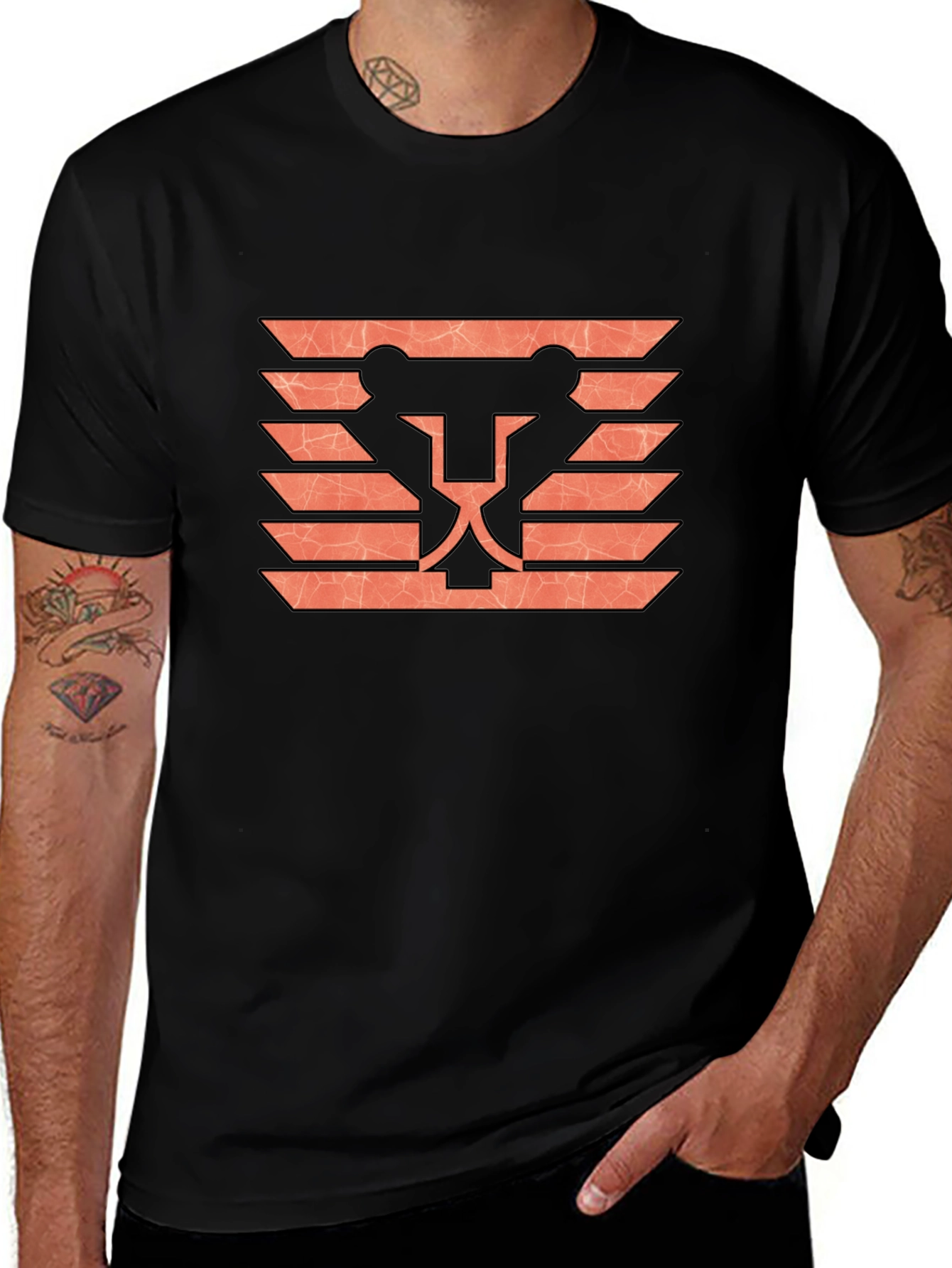Variant 7 of Abstract Lion Graphic Black T-Shirt