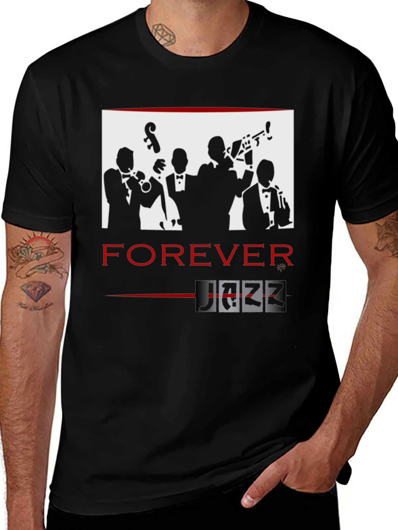 Variant 26 of Forever Jazz Graphic T-Shirt - Cool Musician Design