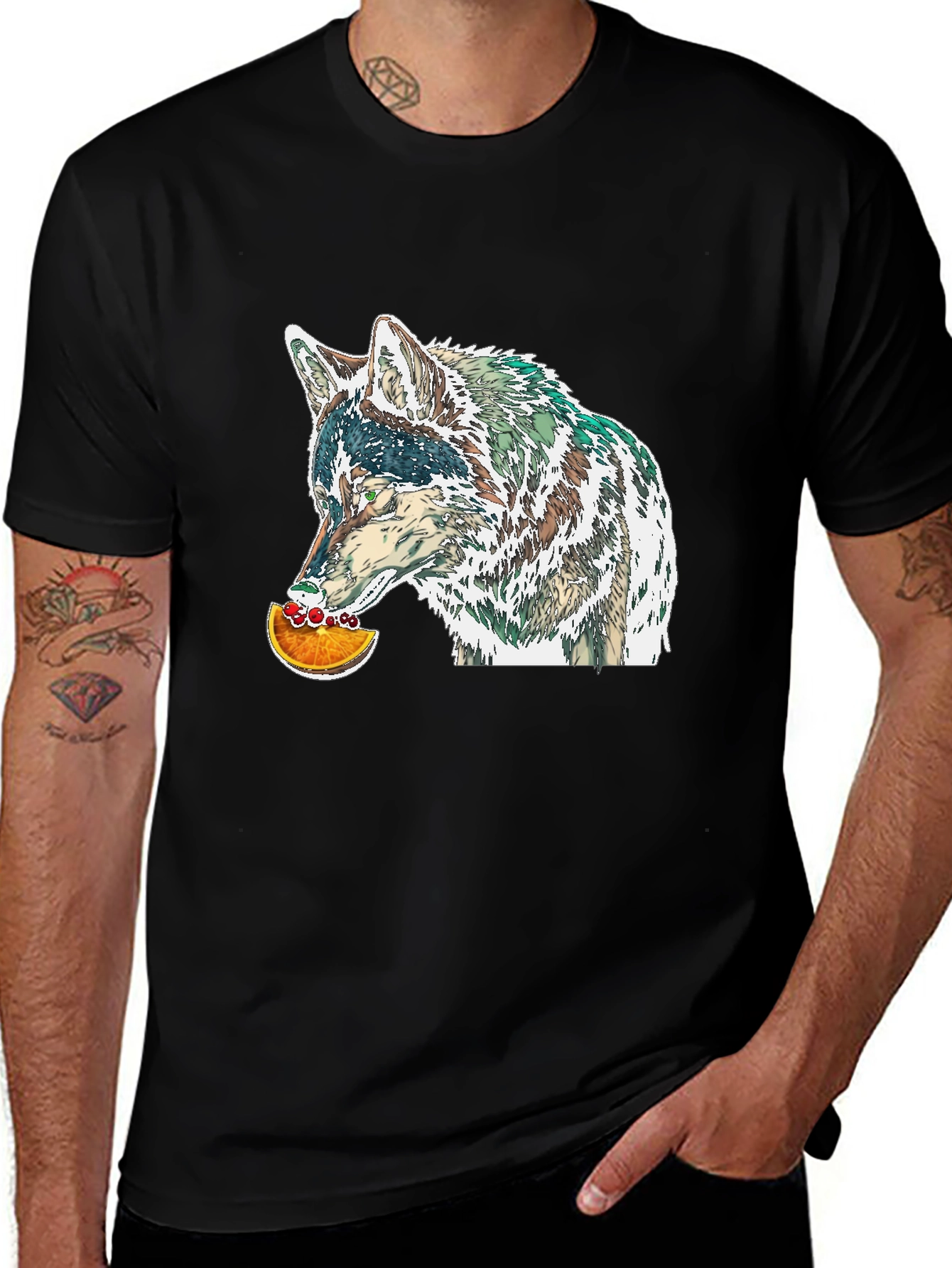 Variant 5 of Wolf Eating Orange Graphic Tee