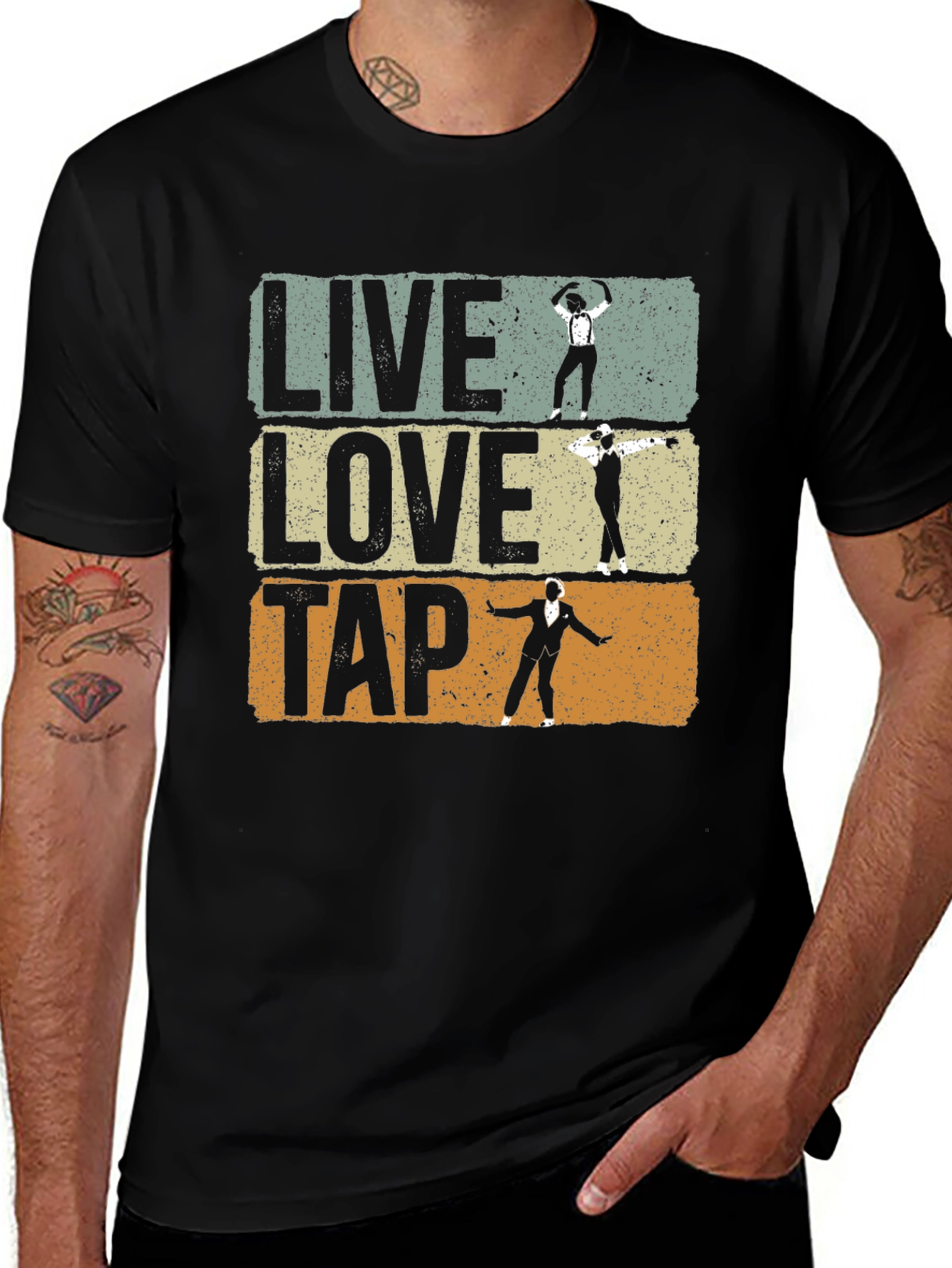 Variant 24 of Live Love Tap Graphic Tee - Black Cotton Shirt