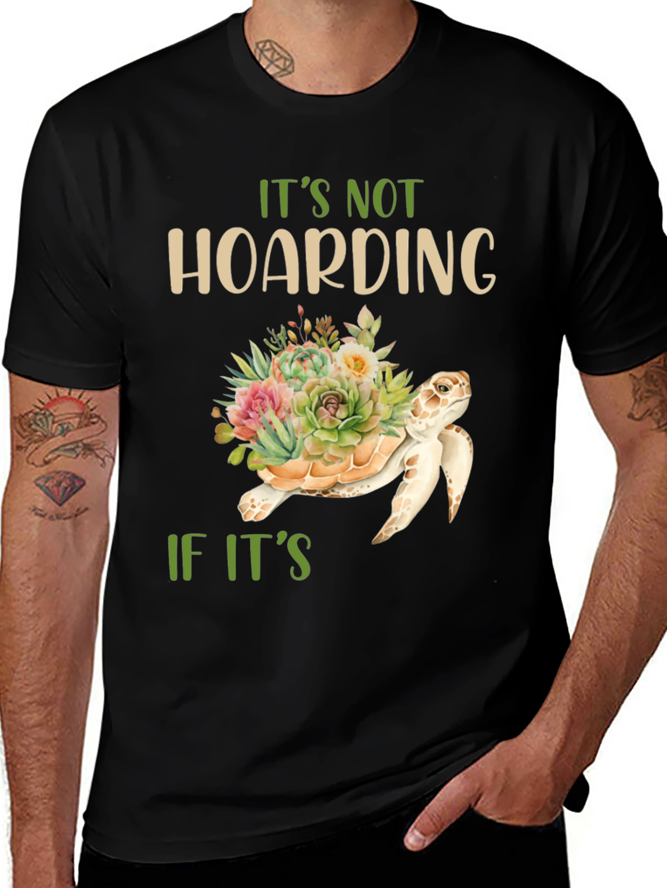 Variant 18 of It's Not Hoarding Turtle Succulent T-Shirt