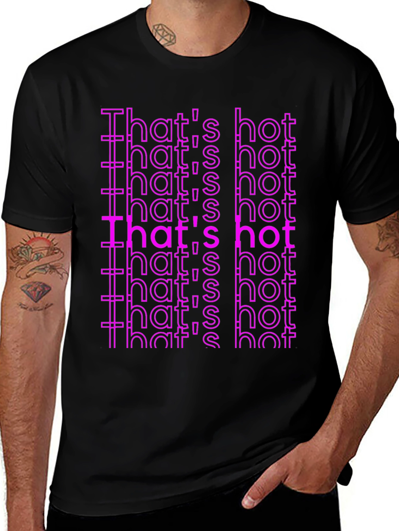 Variant 4 of That's Hot Printed Graphic Tee - Black