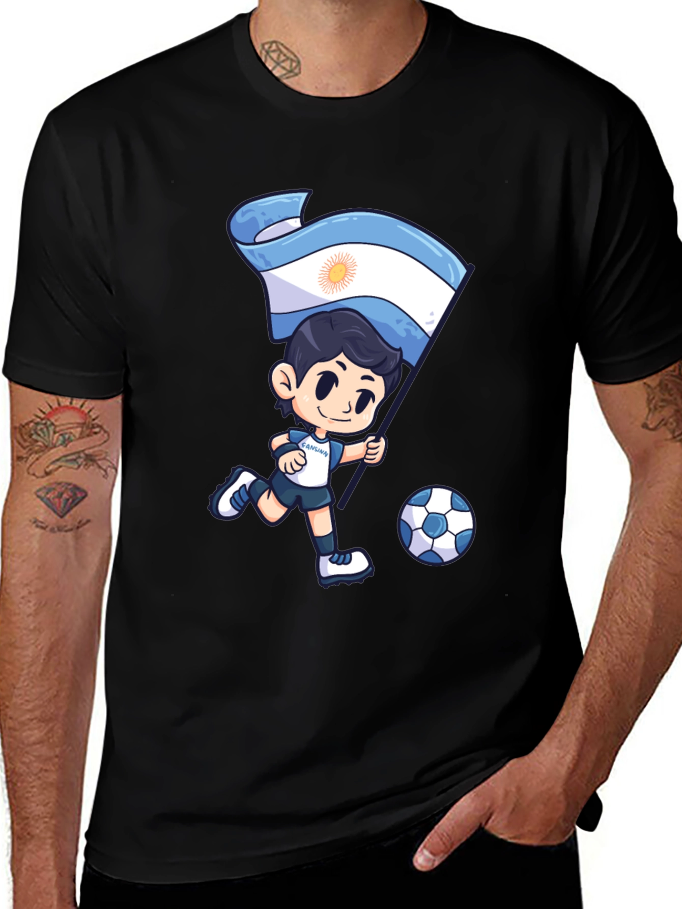 Argentina Soccer Fan T-Shirt - Boy with Flag